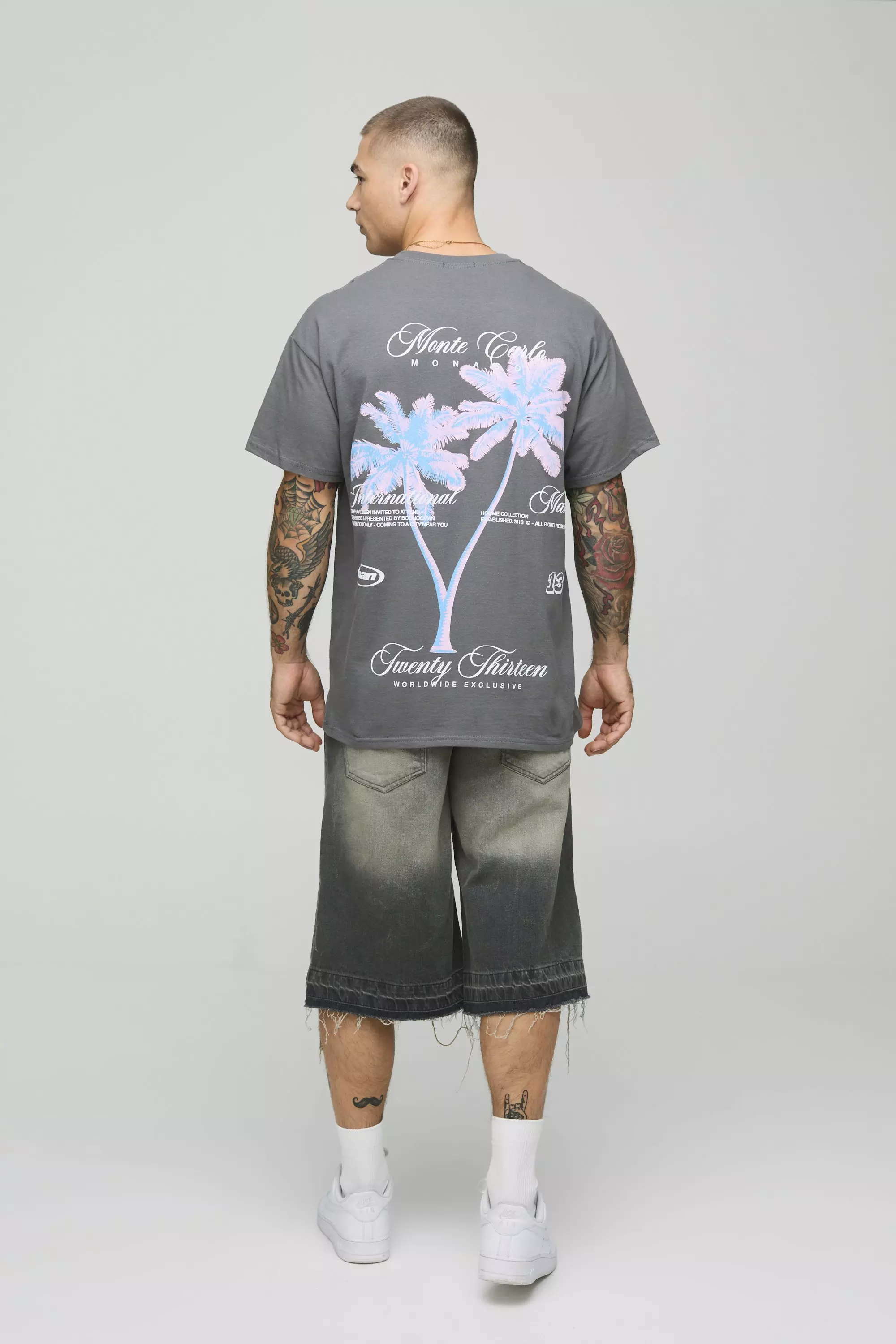 Oversized Blurred Palm Print Graphic T-Shirt | boohooMAN USA