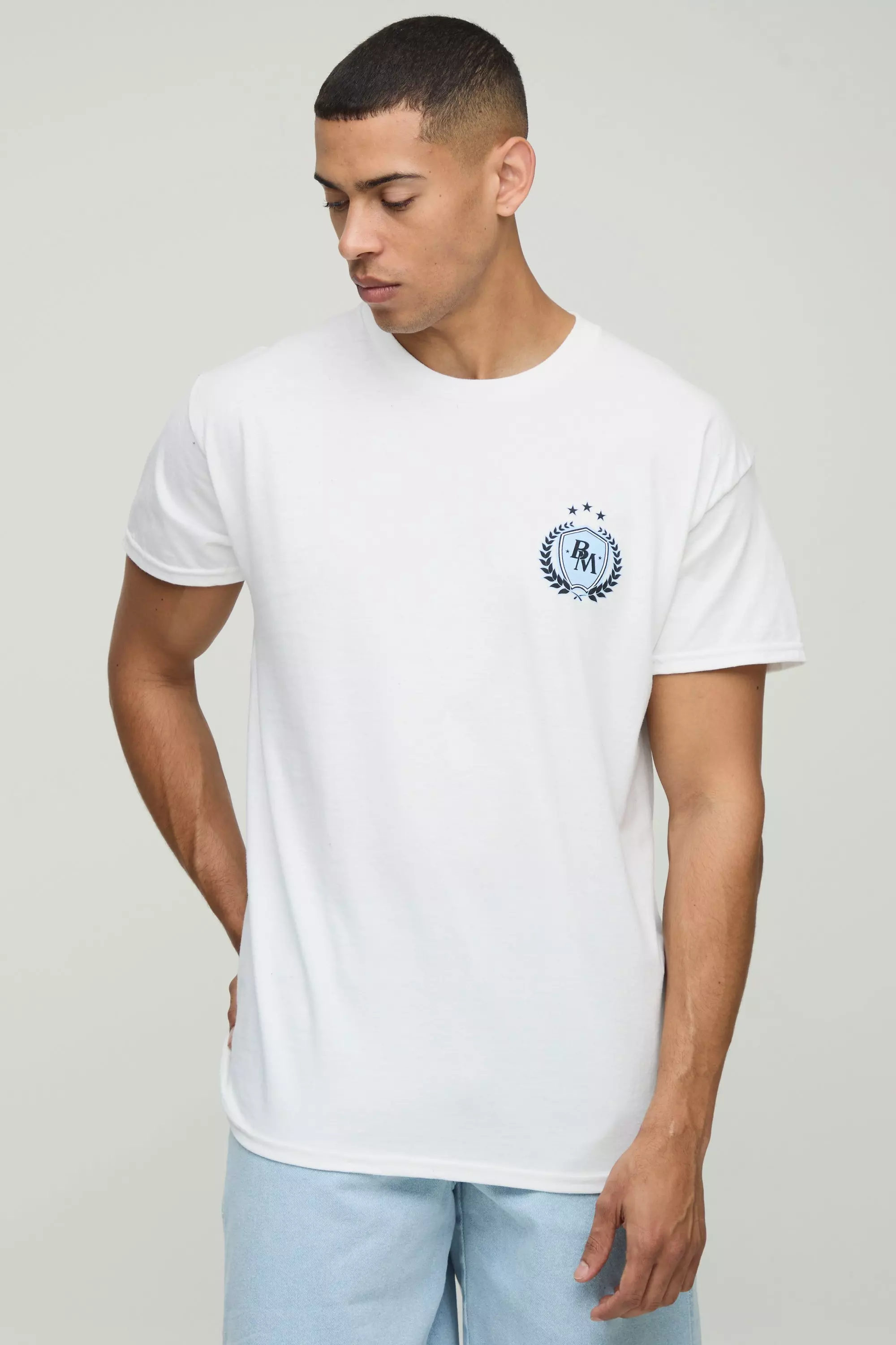White Oversized BM Varsity Crest T-Shirt alternative image