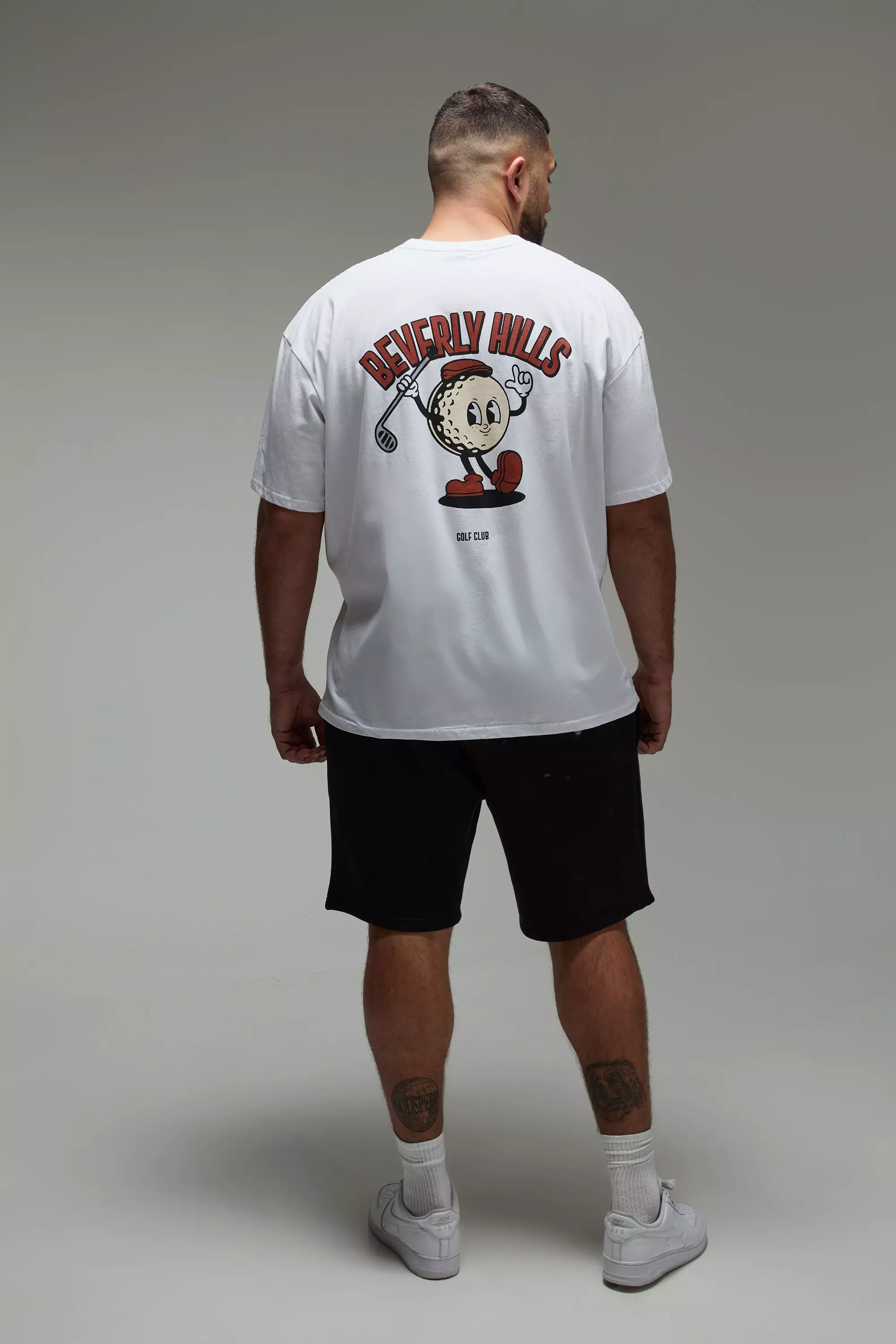 Plus Oversized Beverley Hills Golf Cartoon Graphic T-Shirt | boohooMAN USA