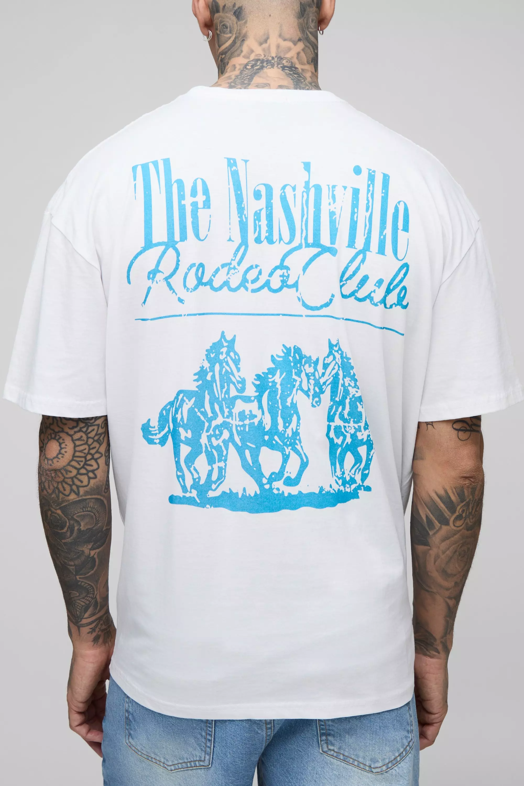 Tall - T-shirt oversize à imprimé cheval western, White autre image