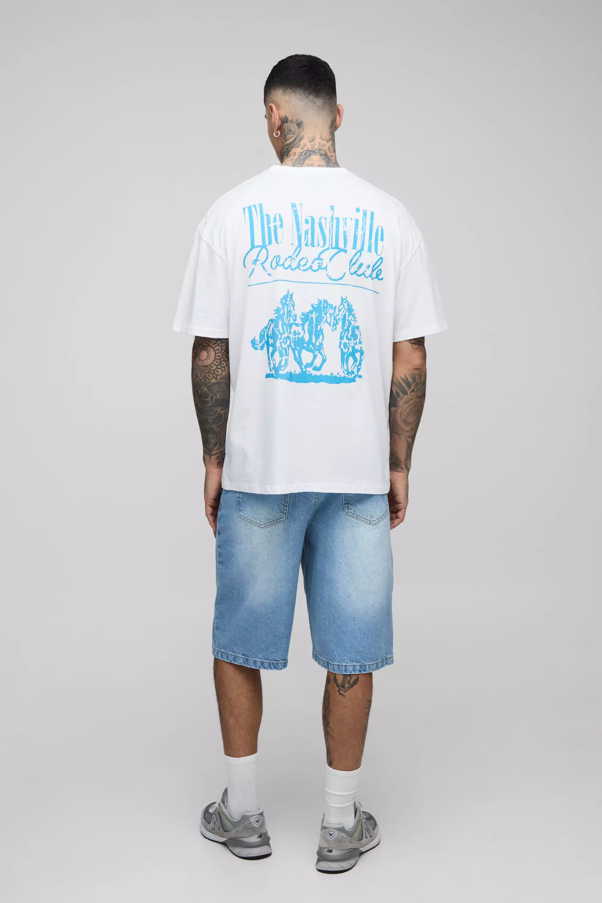 Tall - T-shirt oversize à imprimé cheval western, White autre image