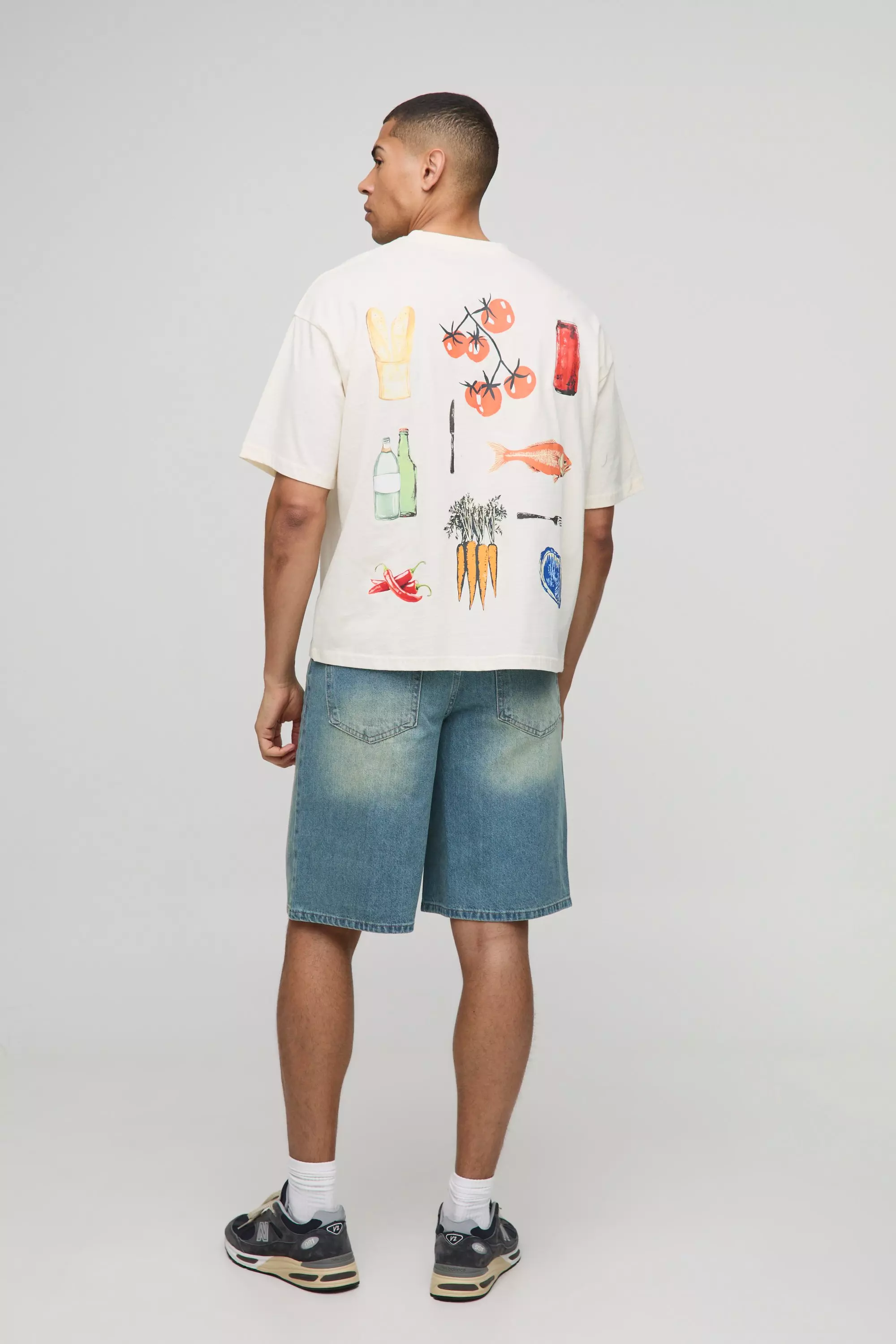 Regular Fit Washed Denim Jorts | boohooMAN USA