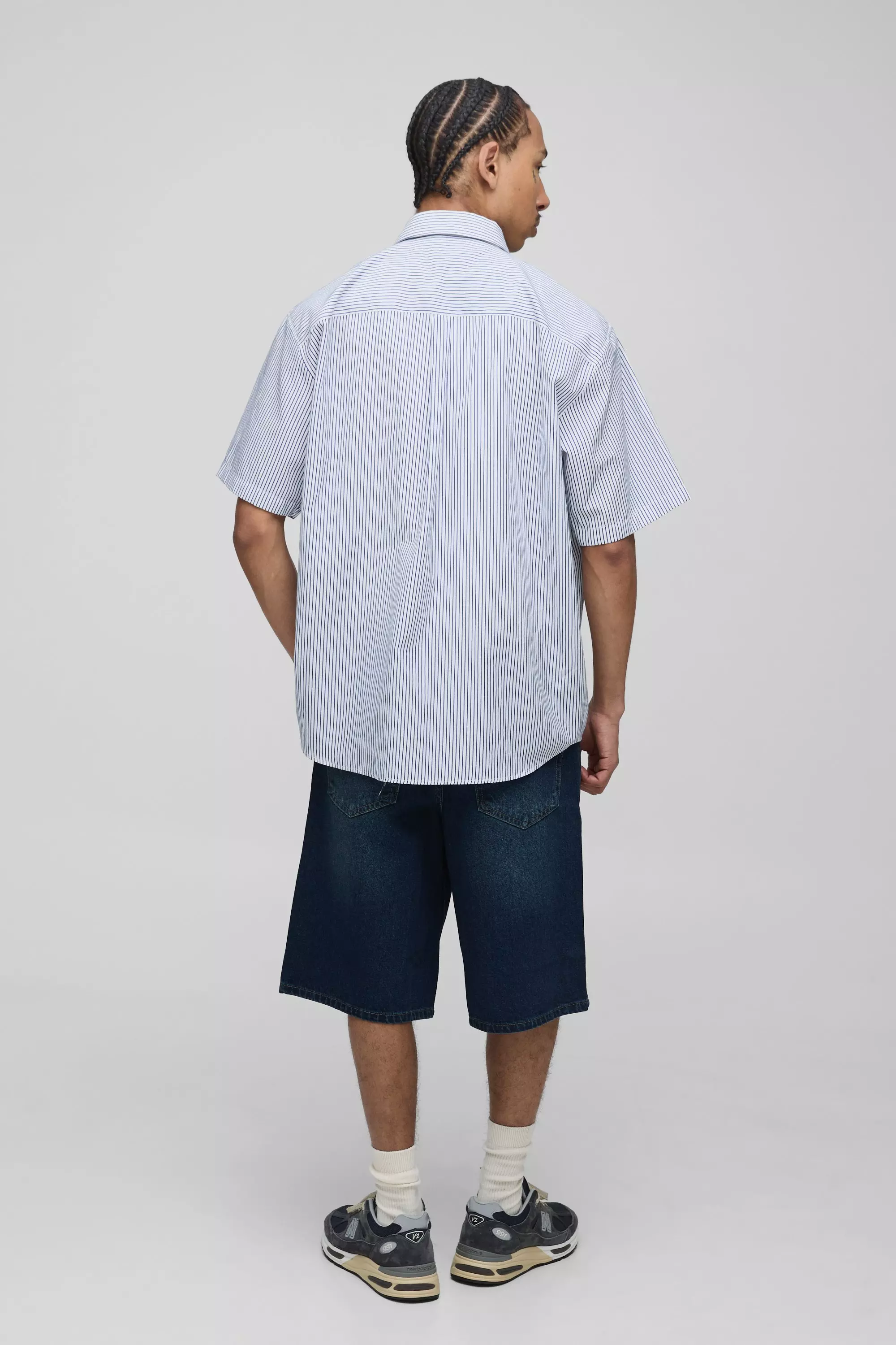 Regular Fit Washed Denim Jorts | boohooMAN USA