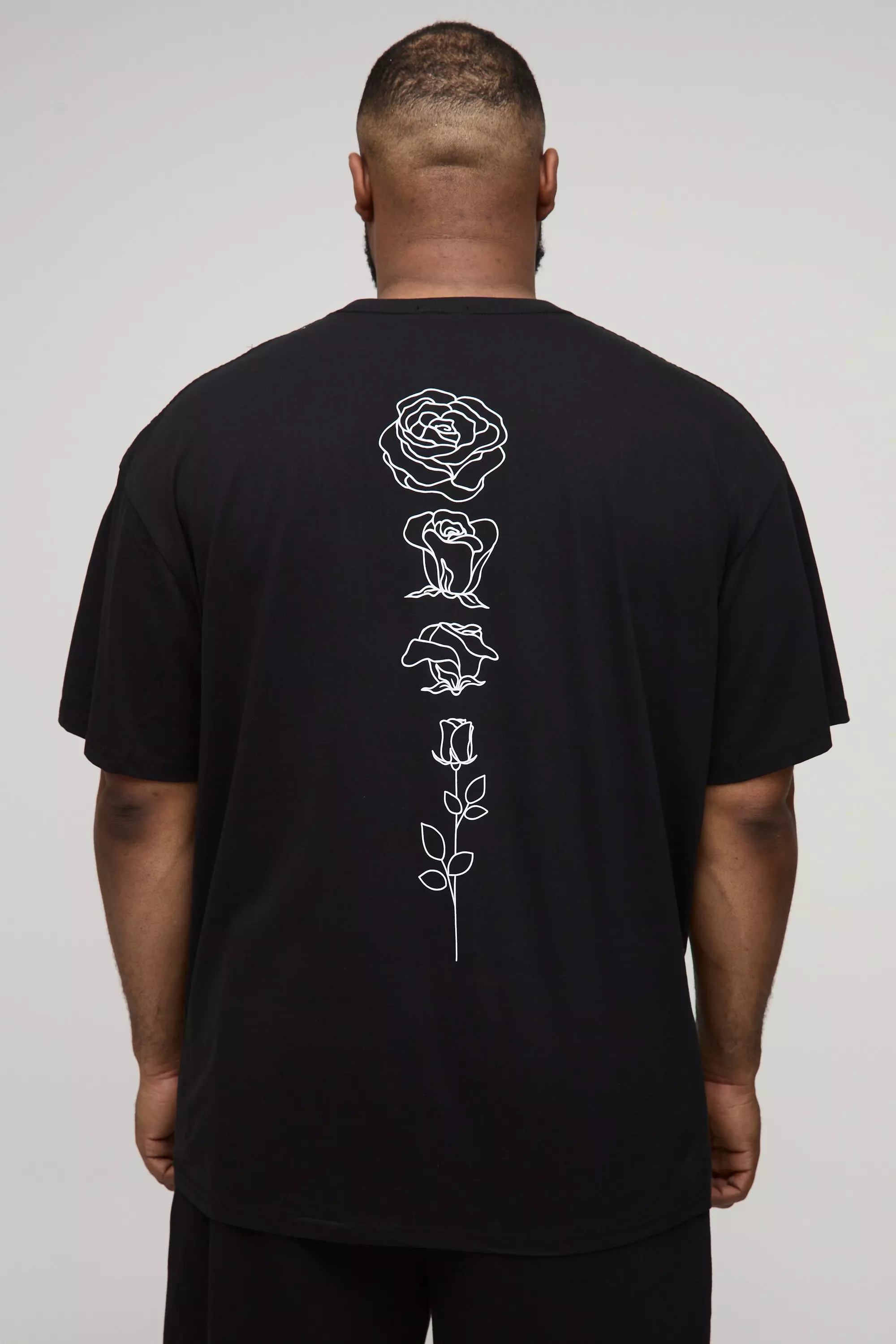 Plus Oversized Floral Line Drawing Print T-Shirt | boohooMAN USA