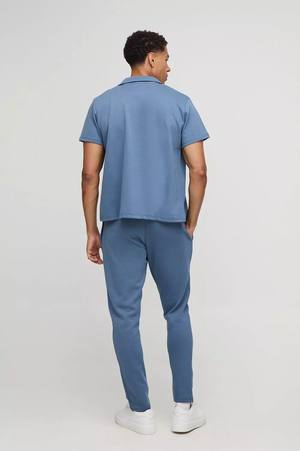 Revere Interlock Short Sleeve Shirt & Pants Set | boohooMAN USA