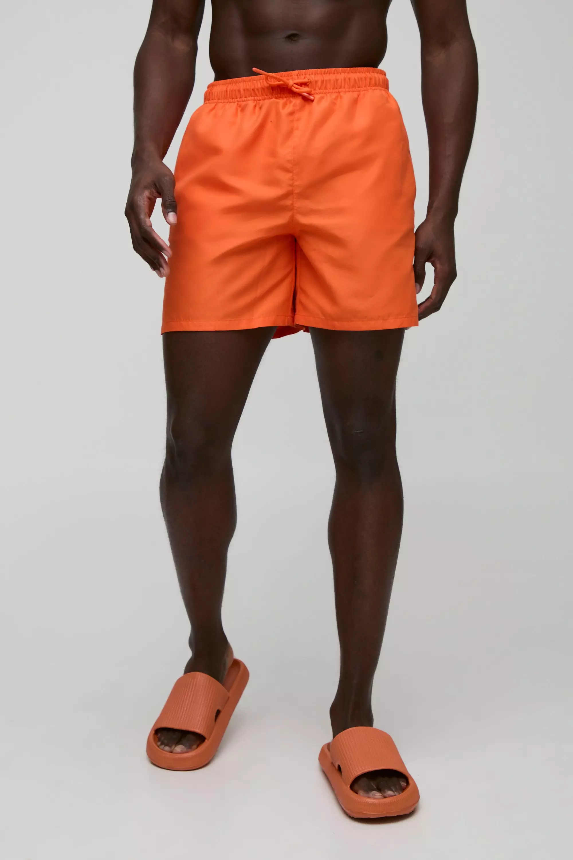 Orange Mid Length Swim Short