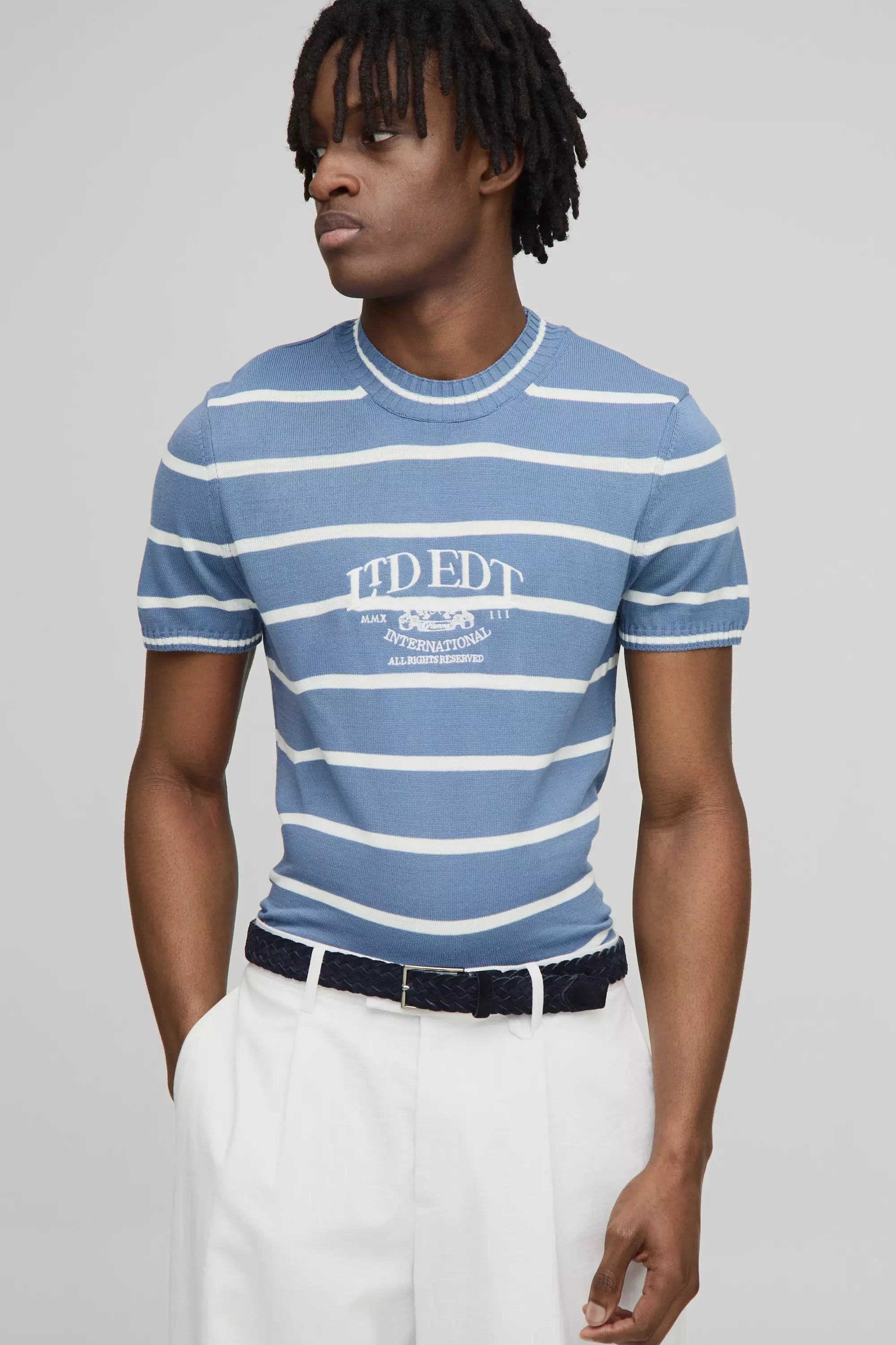 Edition Embroidered Baby Knitted T-Shirt Dusty blue