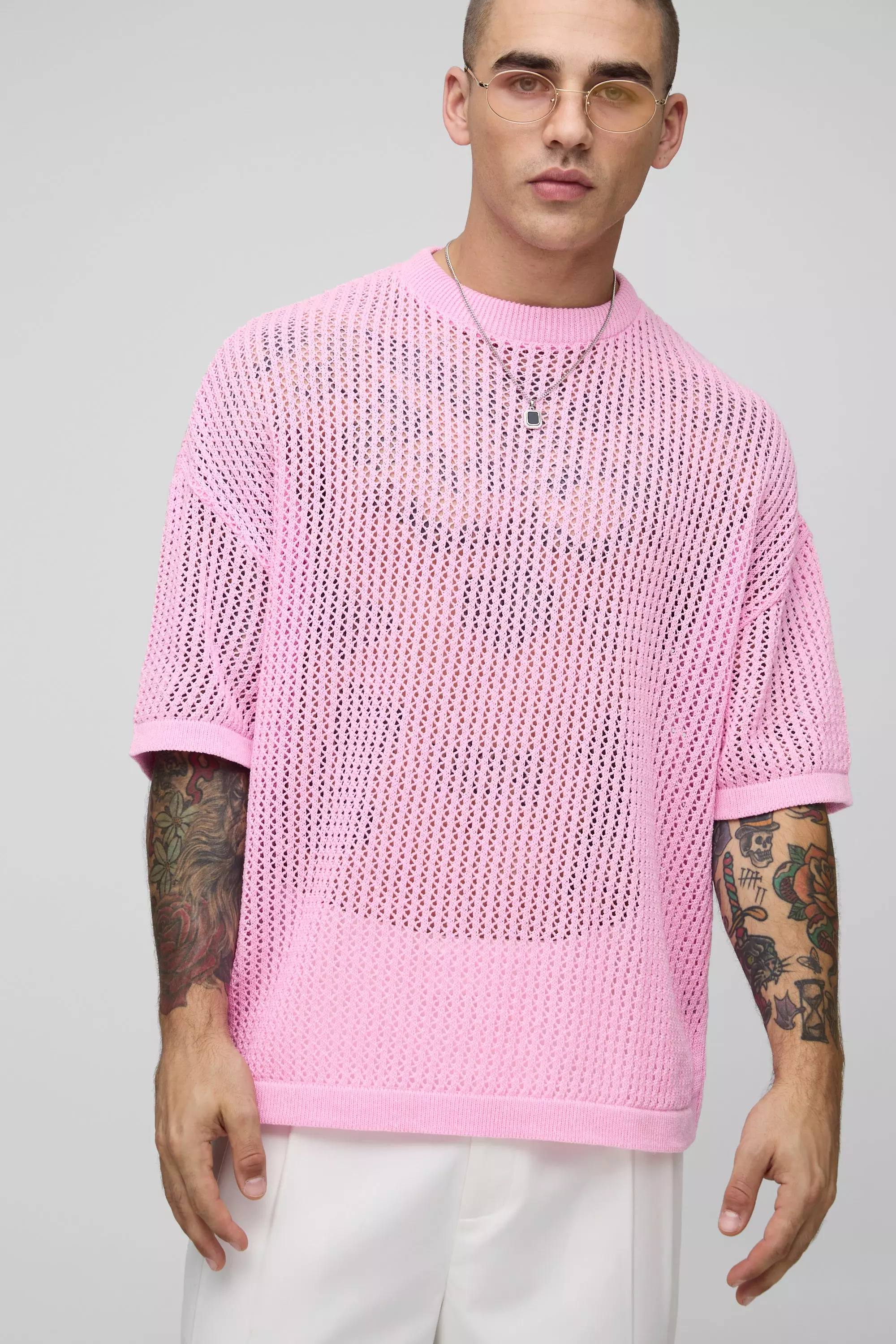 T-shirt oversize à épaules dénudées, Pink autre image