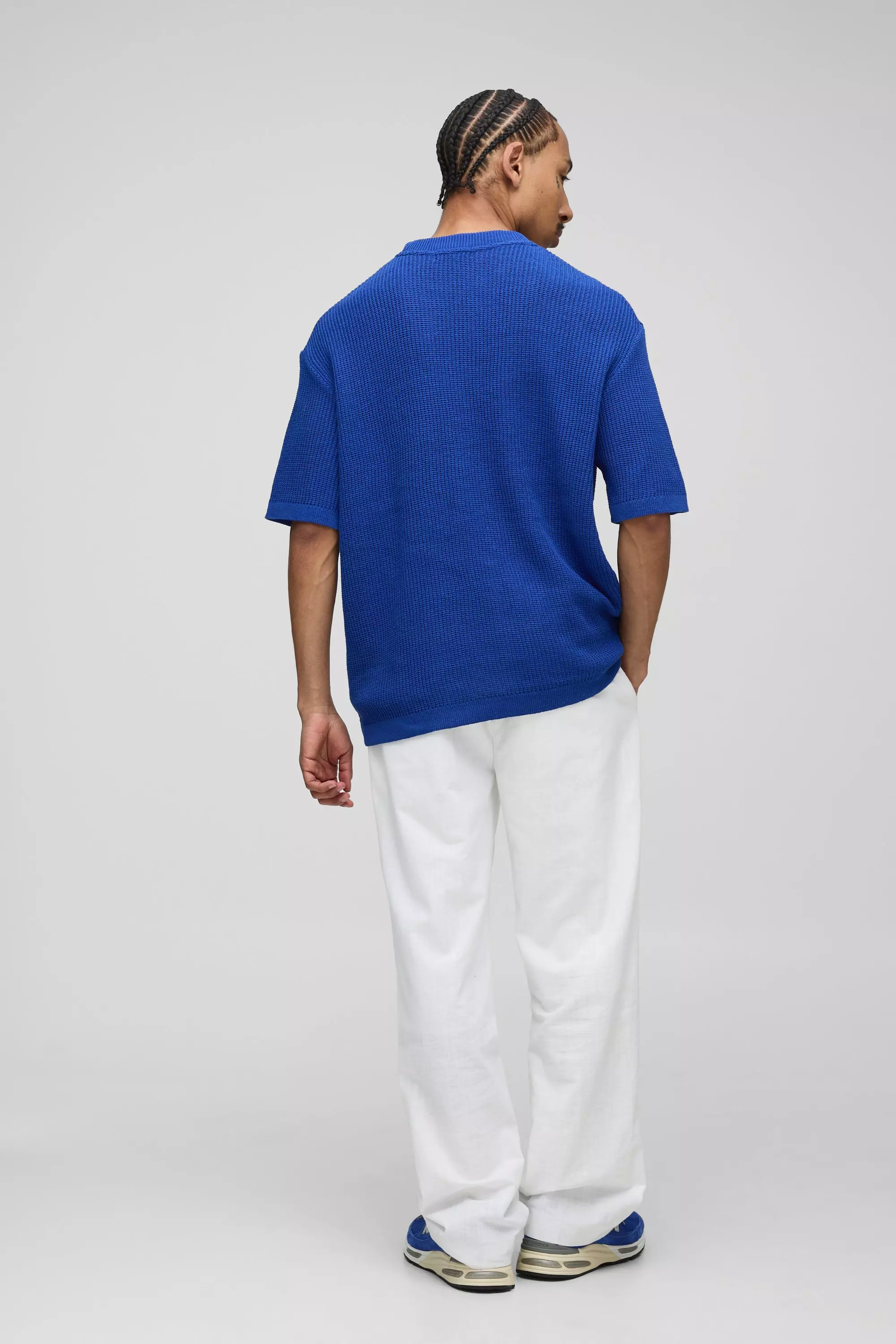 T-shirt oversize in maglia a coste, Blue immagine alternativa