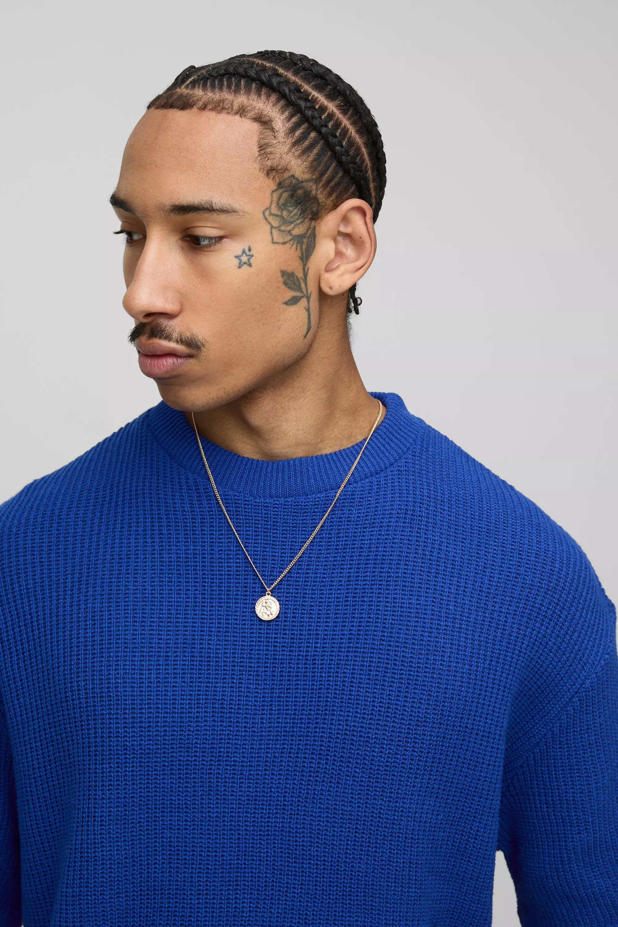 T-shirt oversize in maglia a coste, Blue immagine alternativa