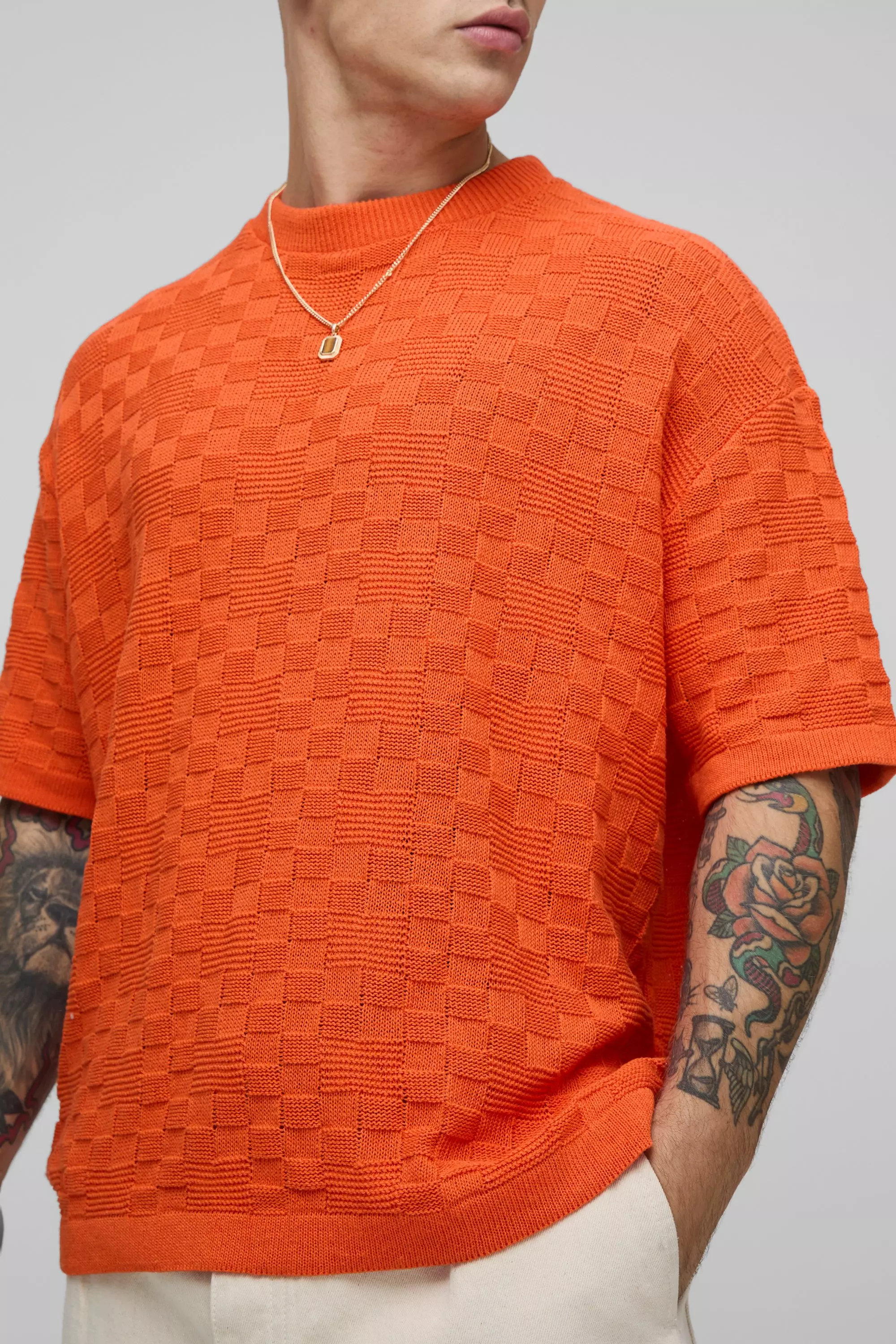 Strukturiertes Oversize T-Shirt, Orange alternatives Bild