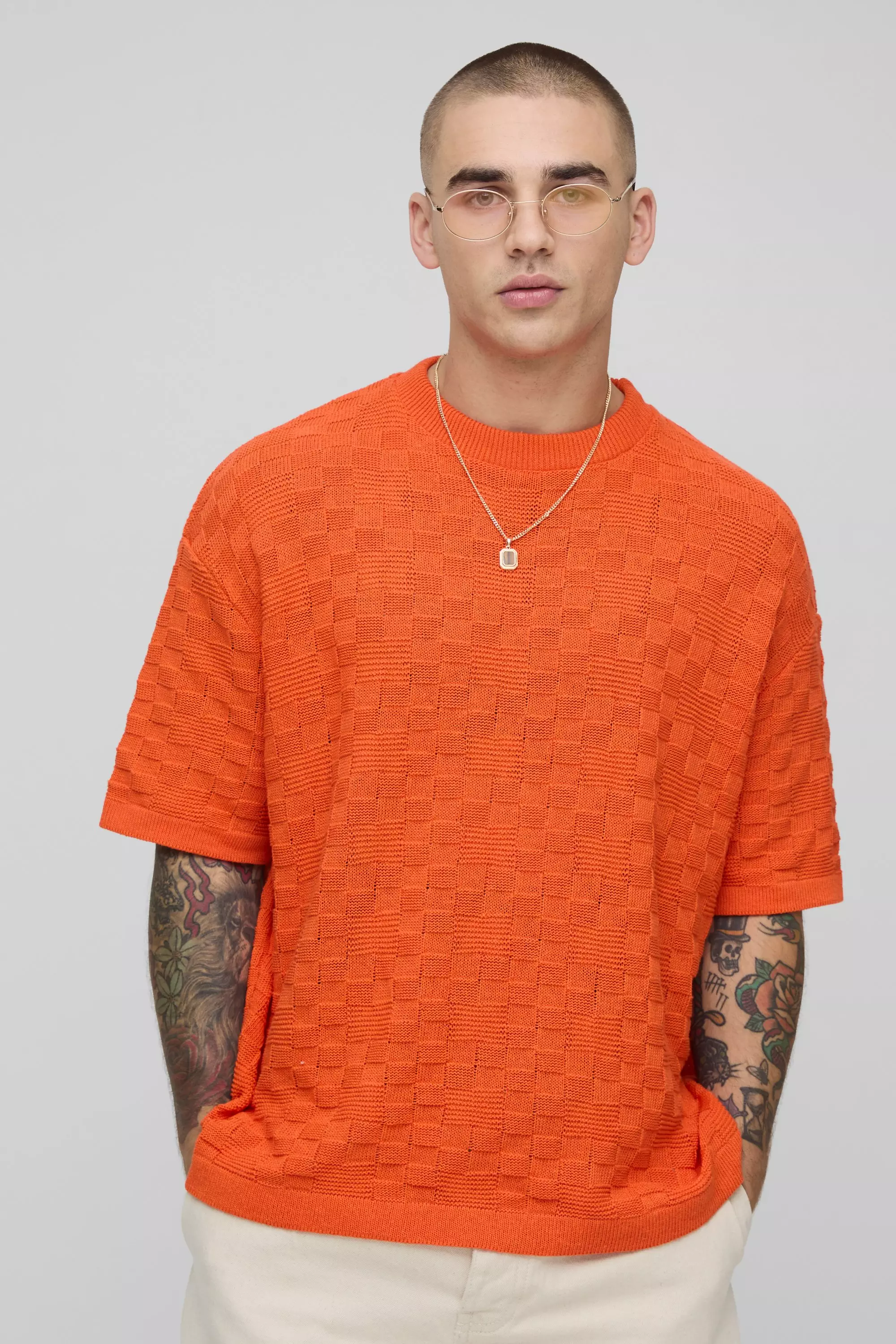 Strukturiertes Oversize T-Shirt, Orange alternatives Bild