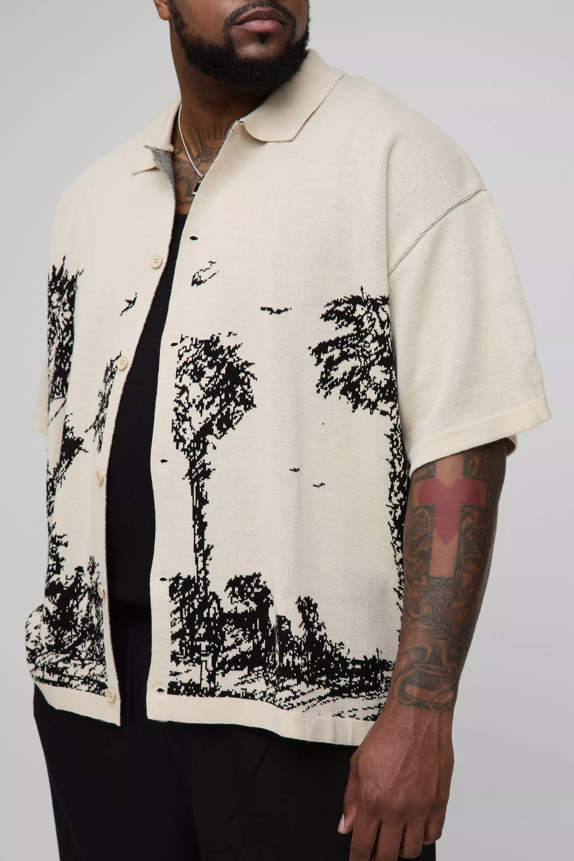Grande taille - Chemise oversize en maille, Ecru autre image