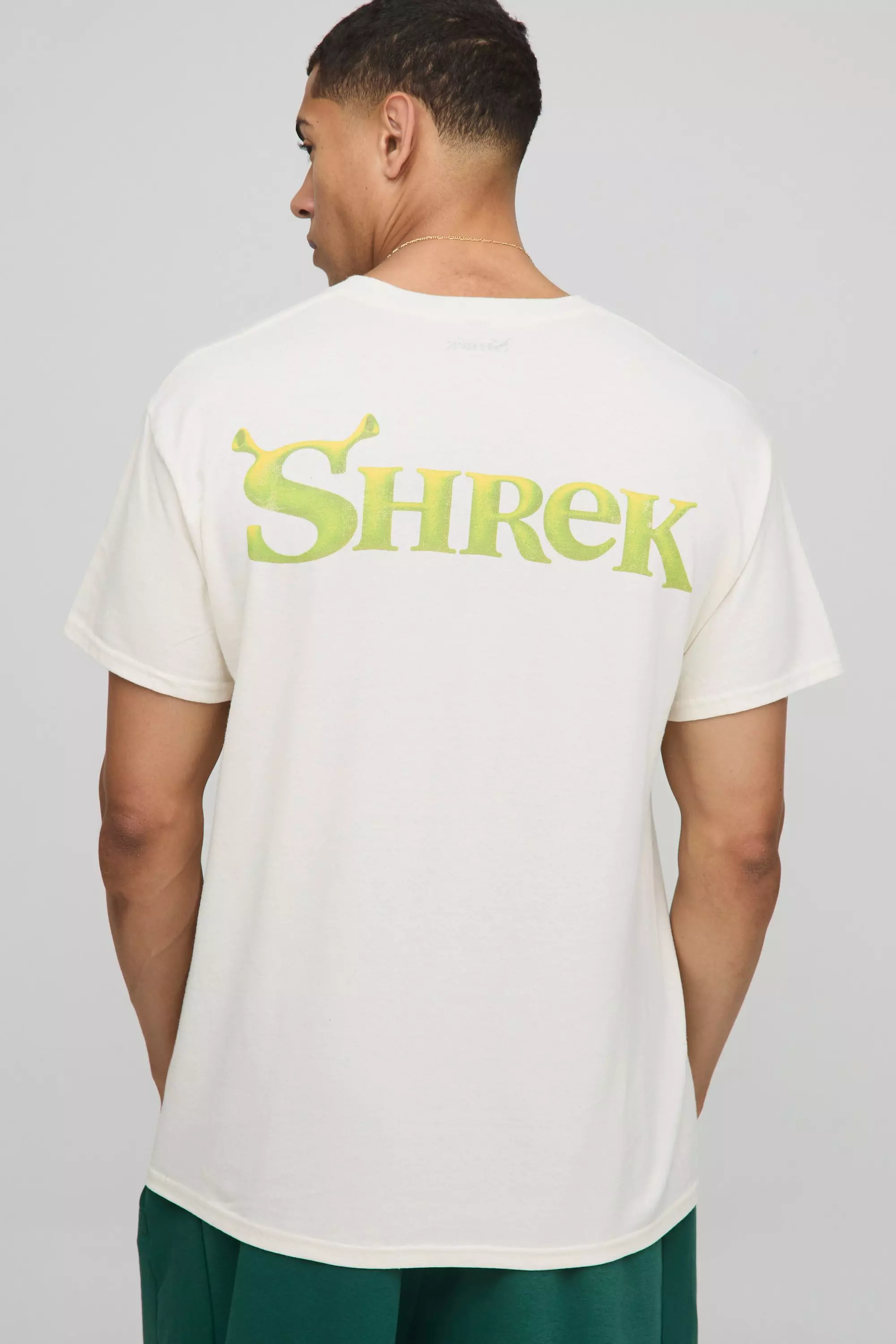Ecru Oversized Shrek License Graphic T Shirt | boohooMAN USA