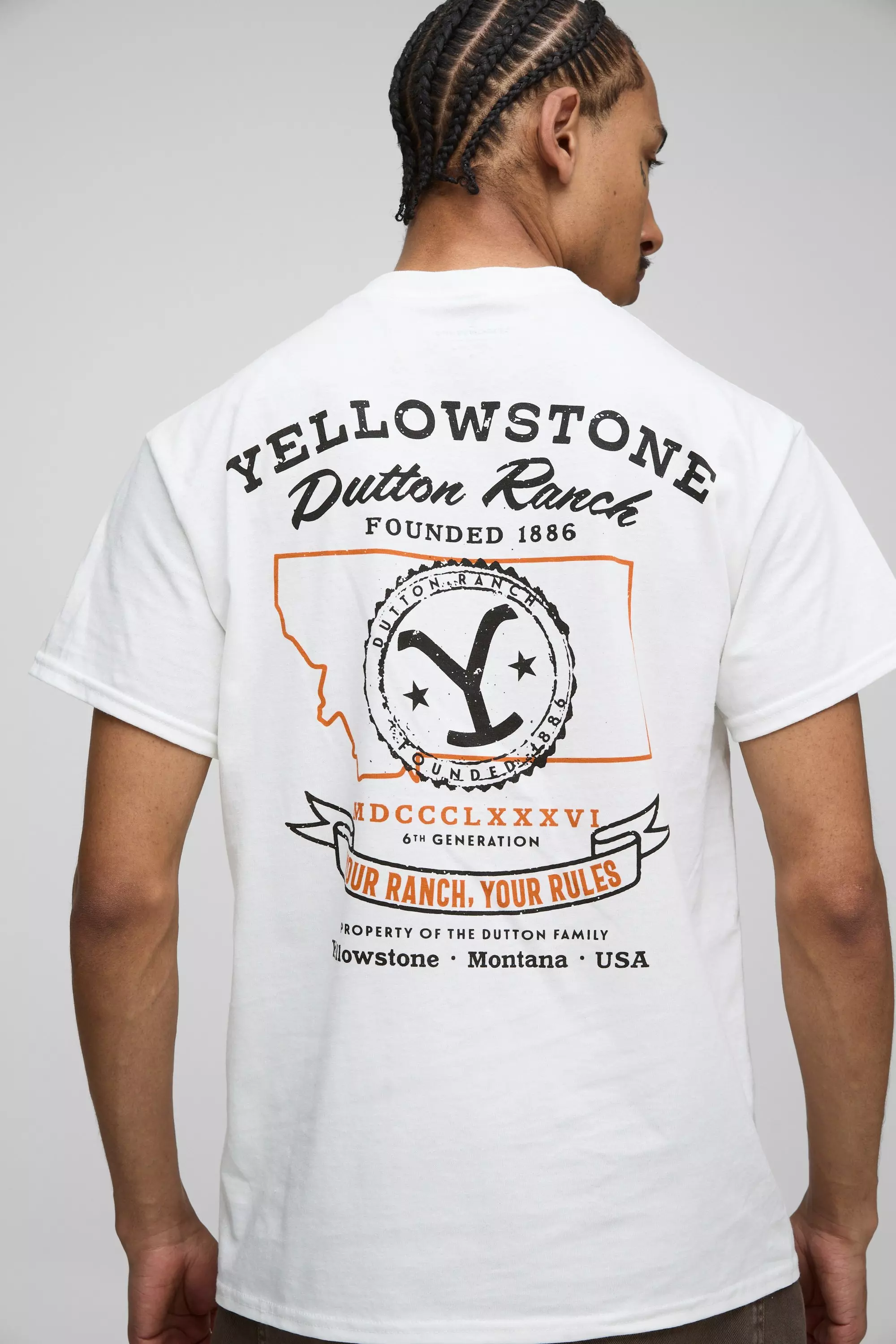 White Regular Fit Yellowstone License Printed T-Shirt alternative image