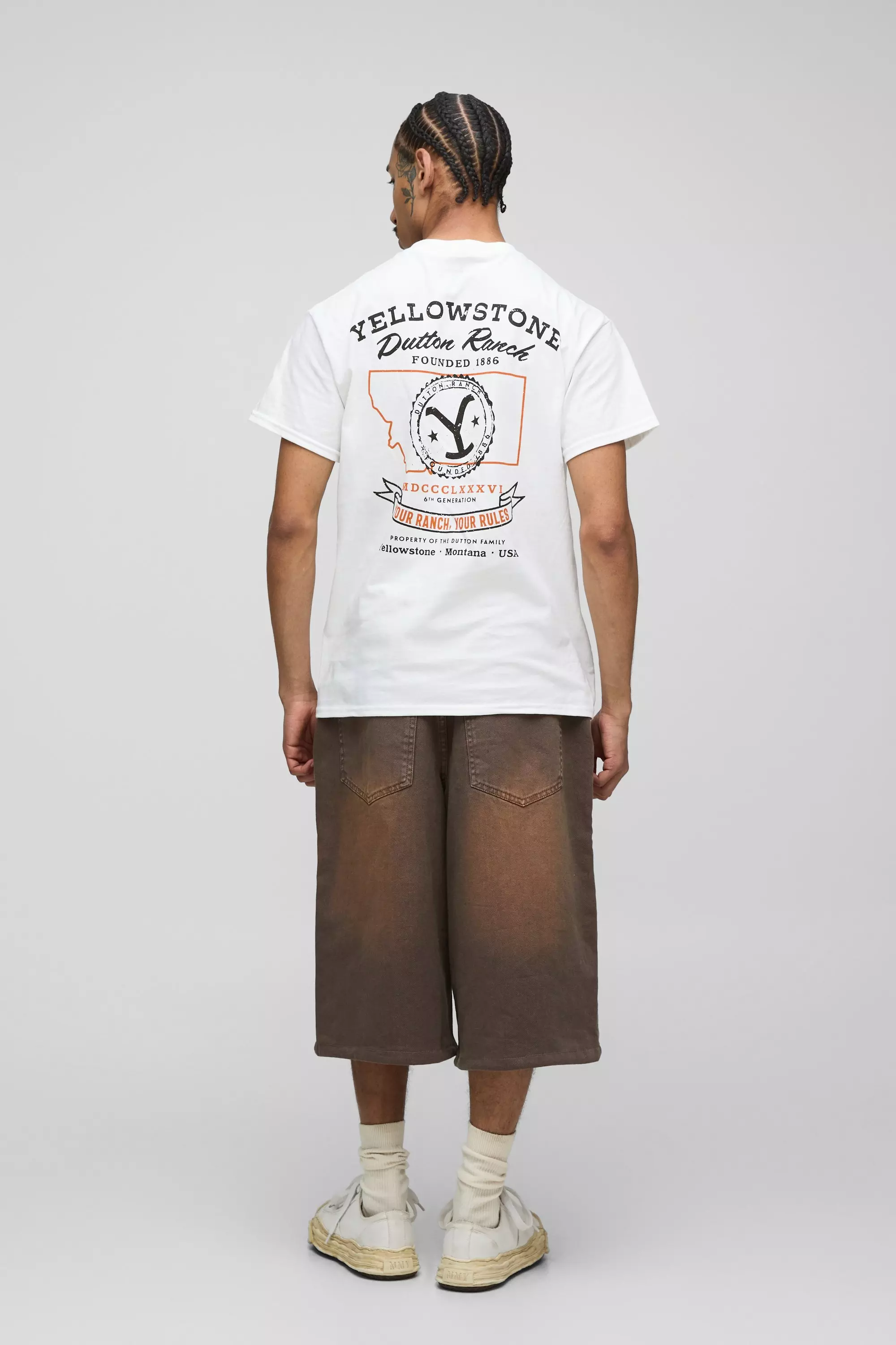 White Regular Fit Yellowstone License Printed T-Shirt alternative image