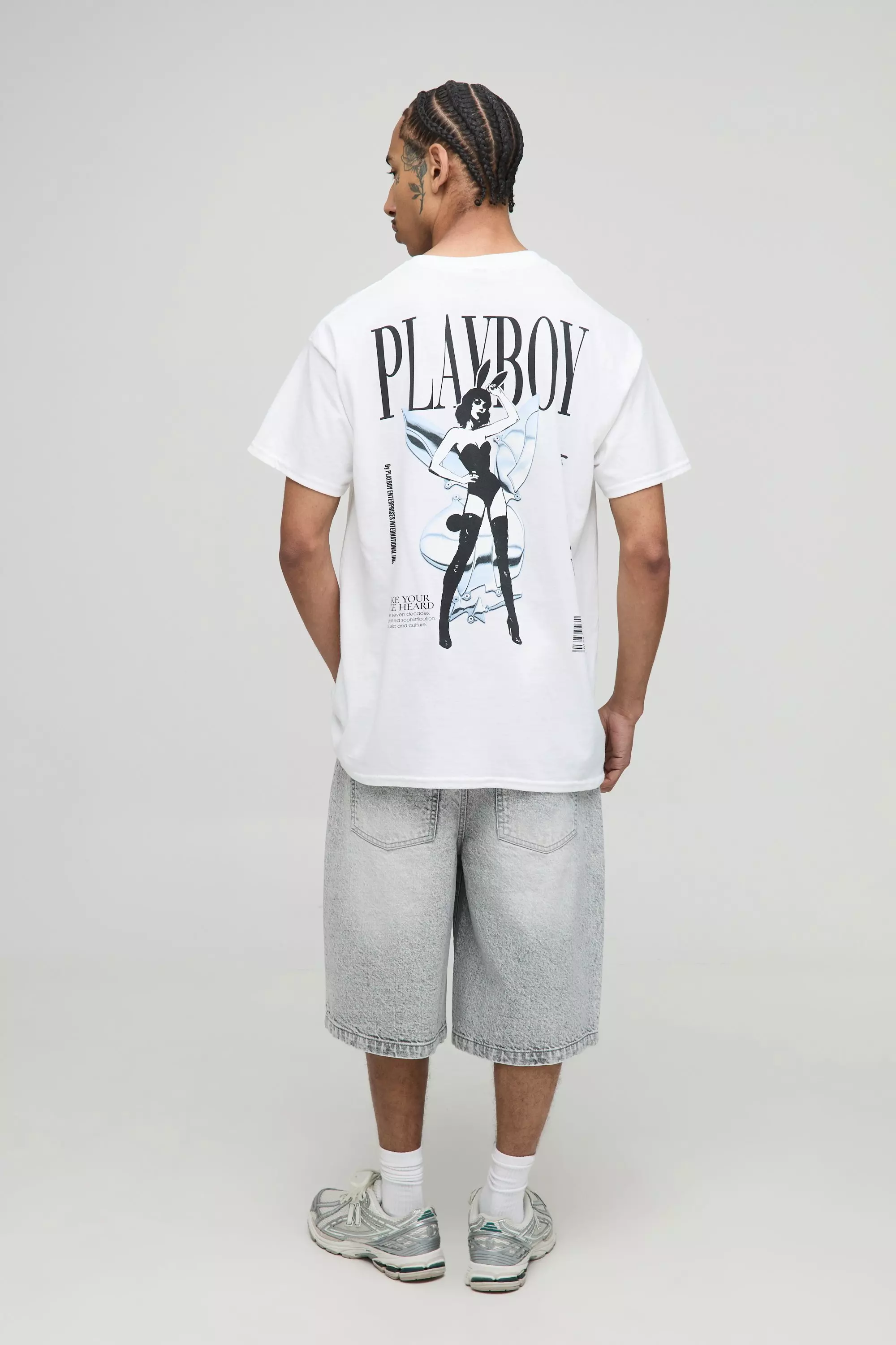 White Oversized Playboy License Printed T-Shirt alternative image