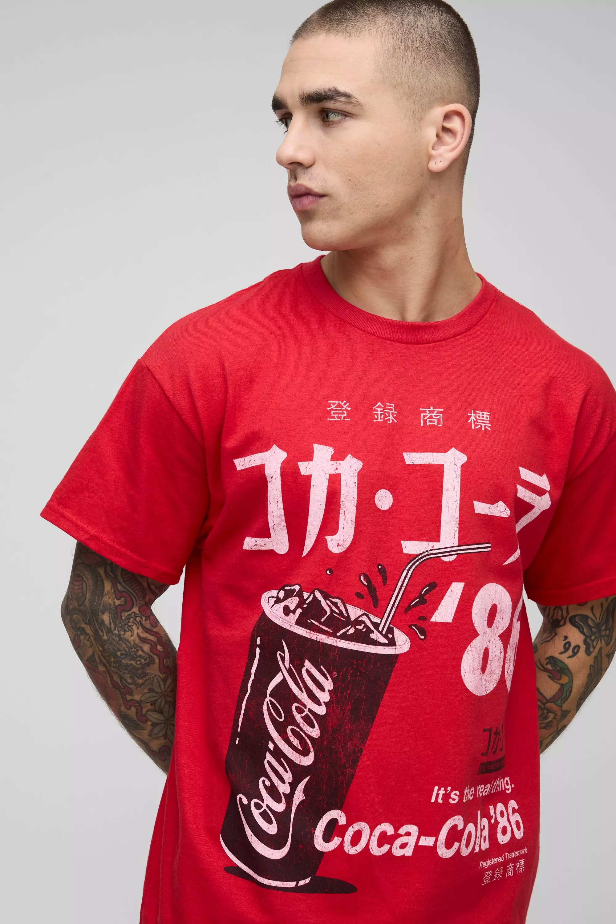Red Oversized Gelicenseerd Rood Coca-Cola T-Shirt alternatieve afbeelding