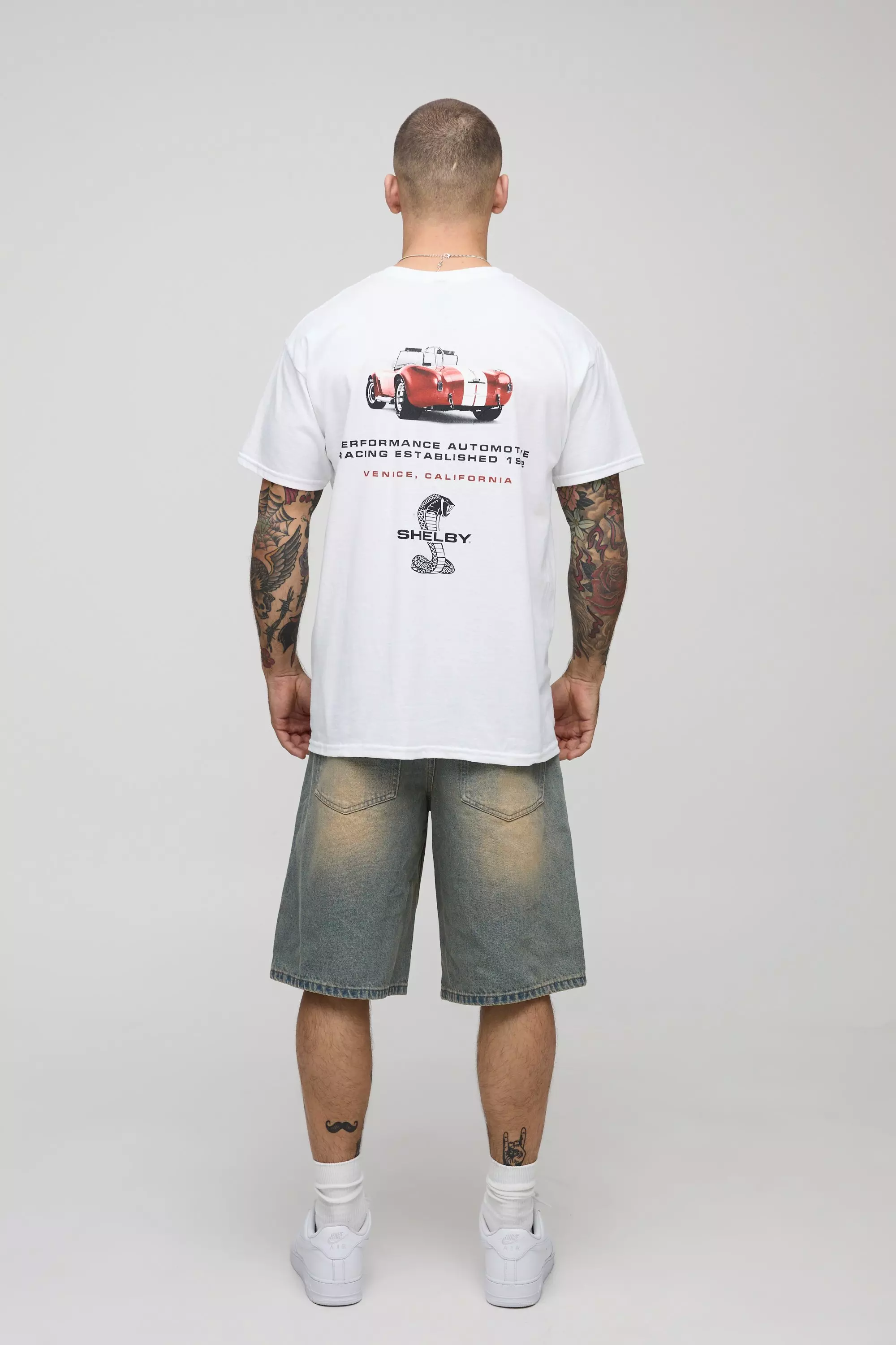 White Oversized Shelby License Printed T-Shirt alternative image