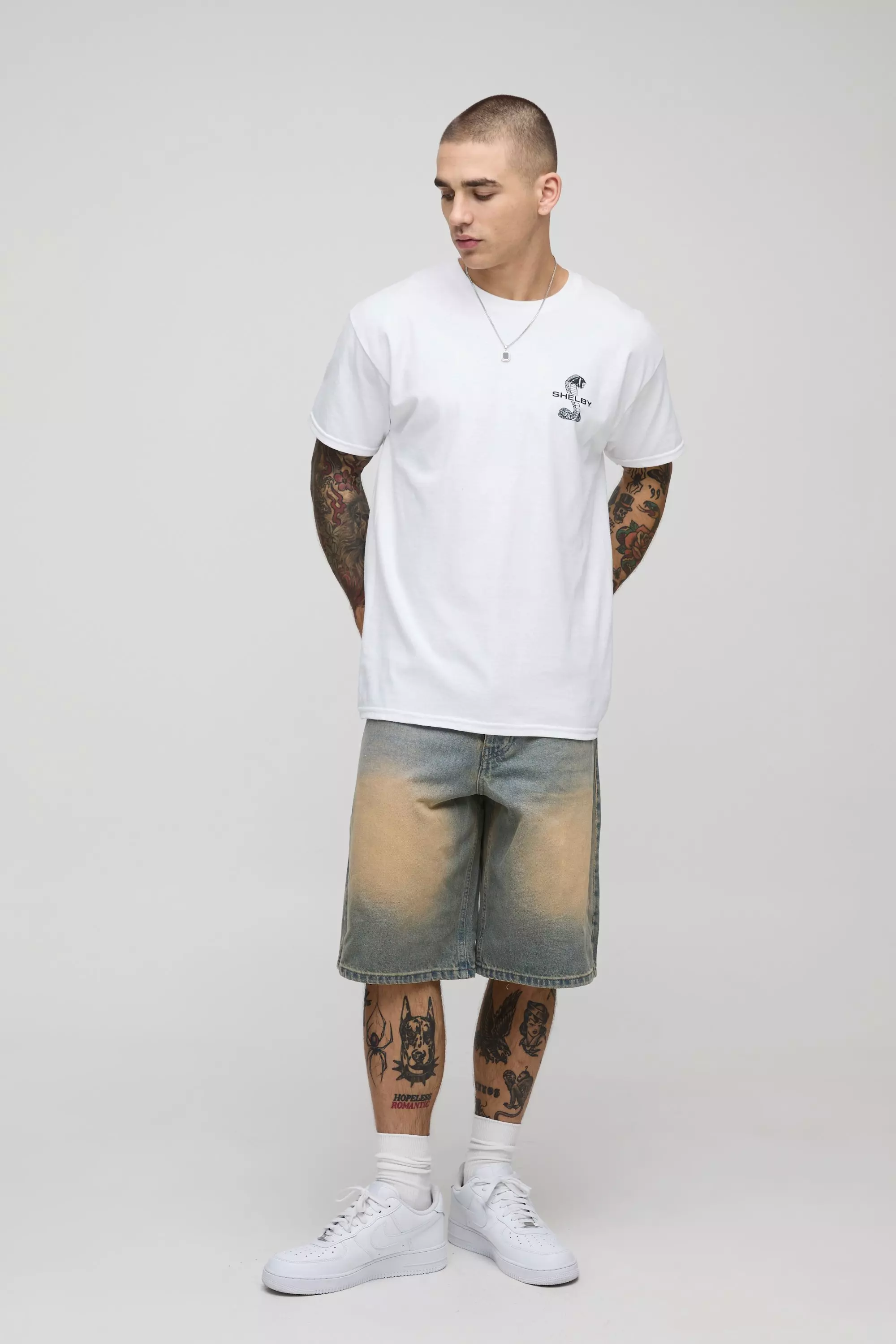 White Oversized Shelby License Printed T-Shirt alternative image