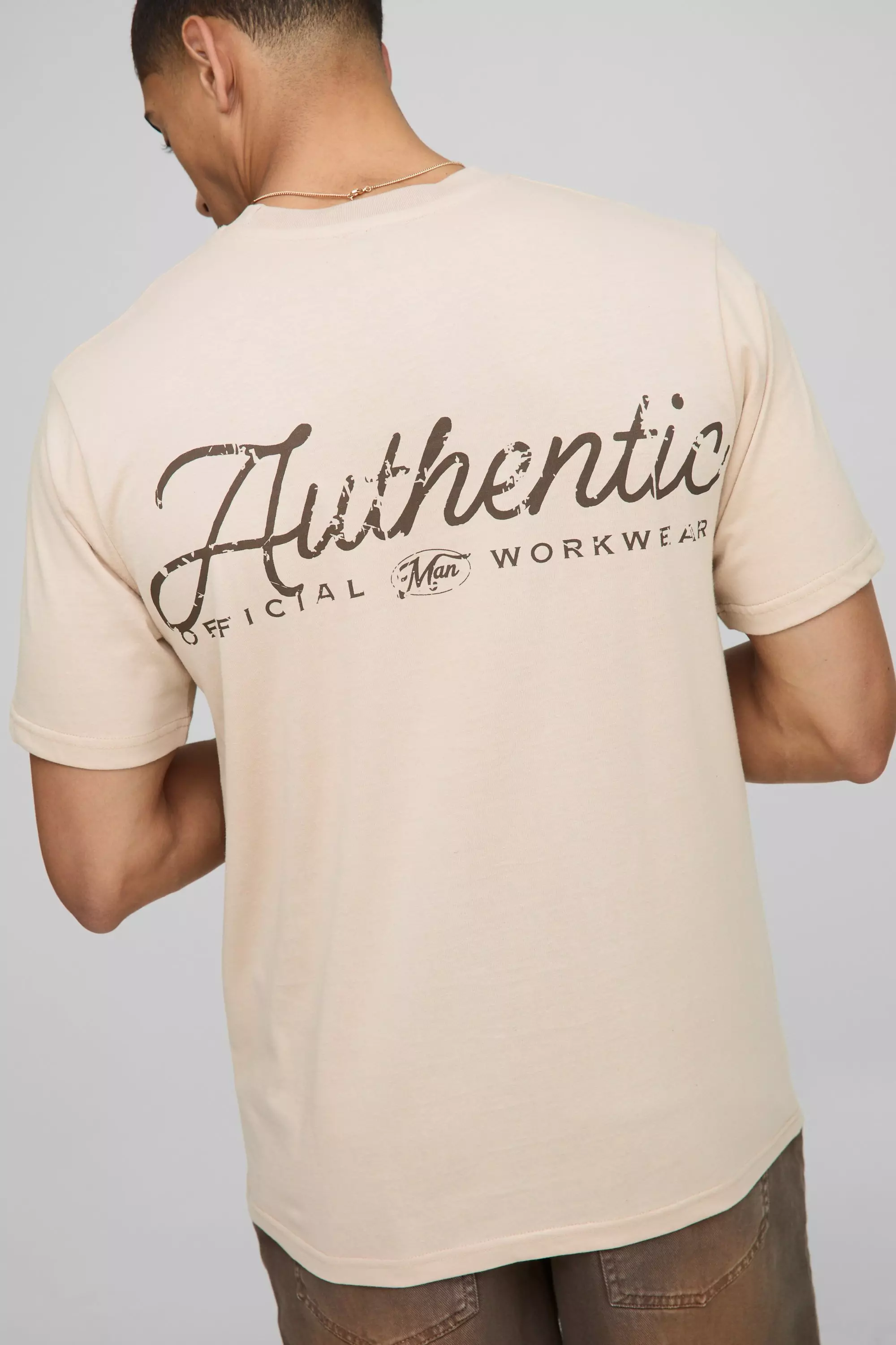 Stone Beige Regular Fit Vintage Car Graphic Pocket T-Shirt