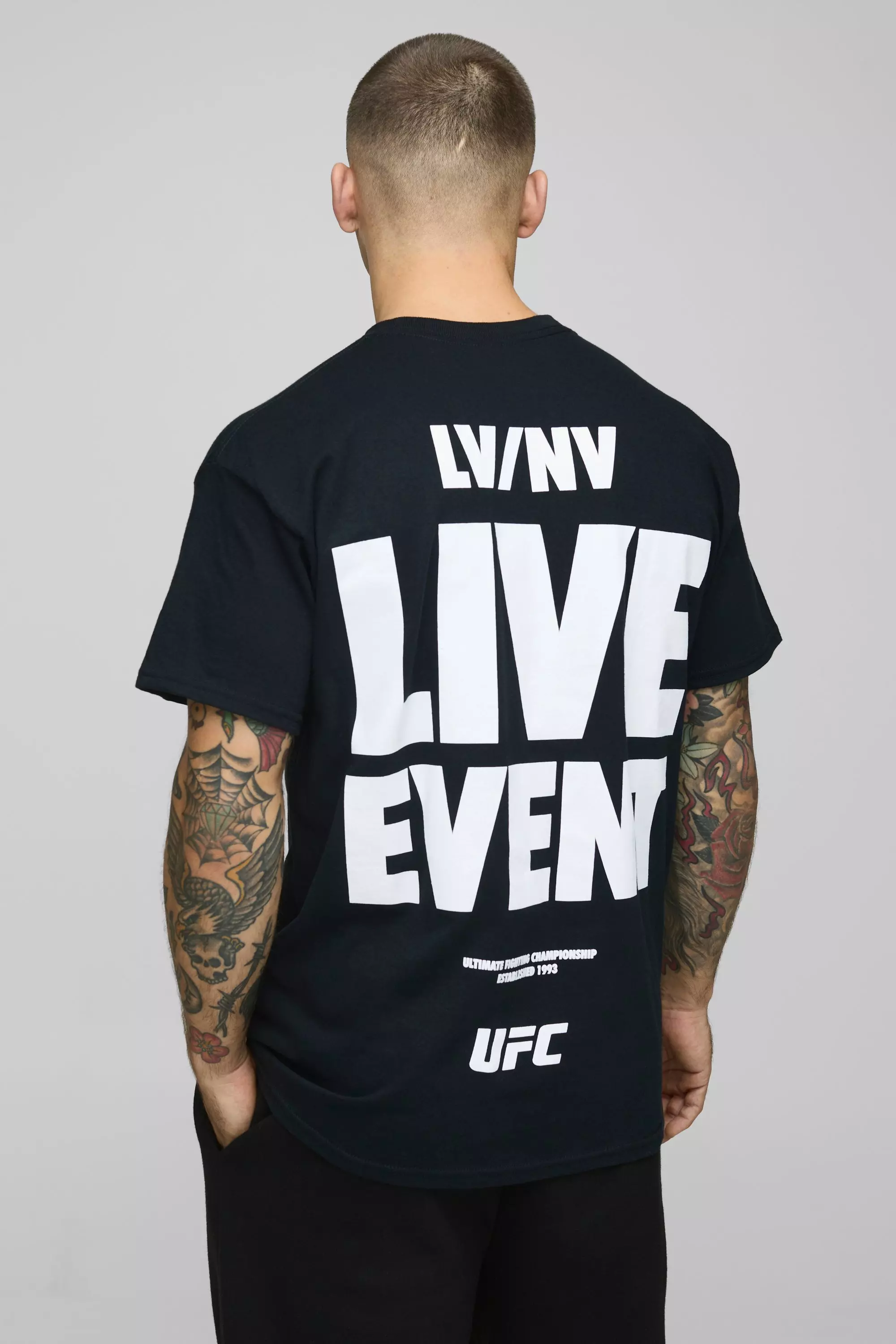 Black Oversized UFC License Printed T-Shirt alternative image
