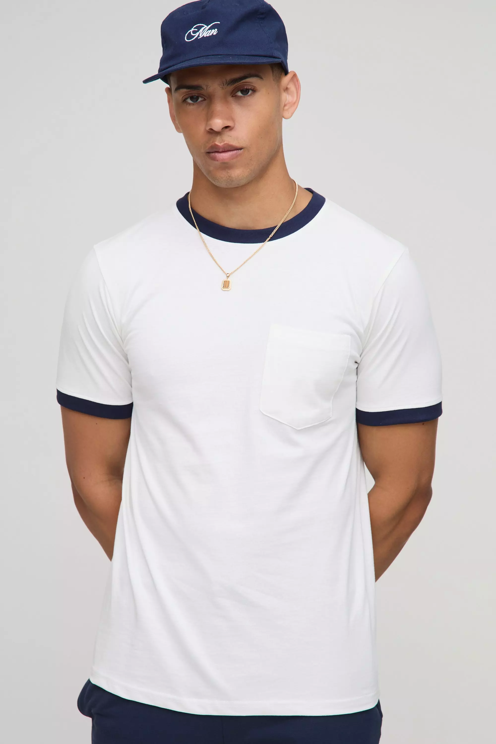 Slim Fit Pocket Ringer T-Shirt White