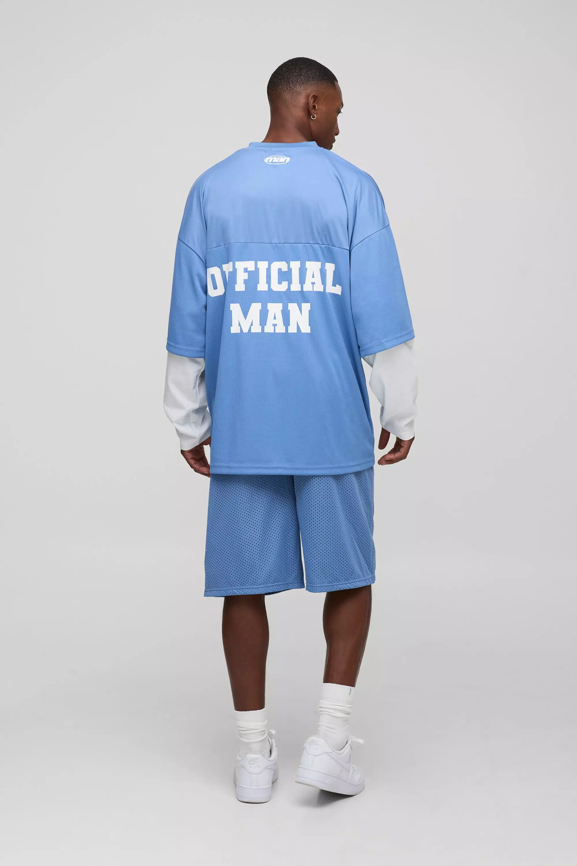 Oversized Official Man Faux Layer Mesh Hockey Top