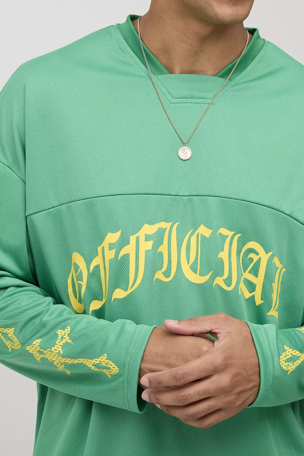 Oversized Official Long Sleeve Mesh Hockey Top & Short Set | boohooMAN UK