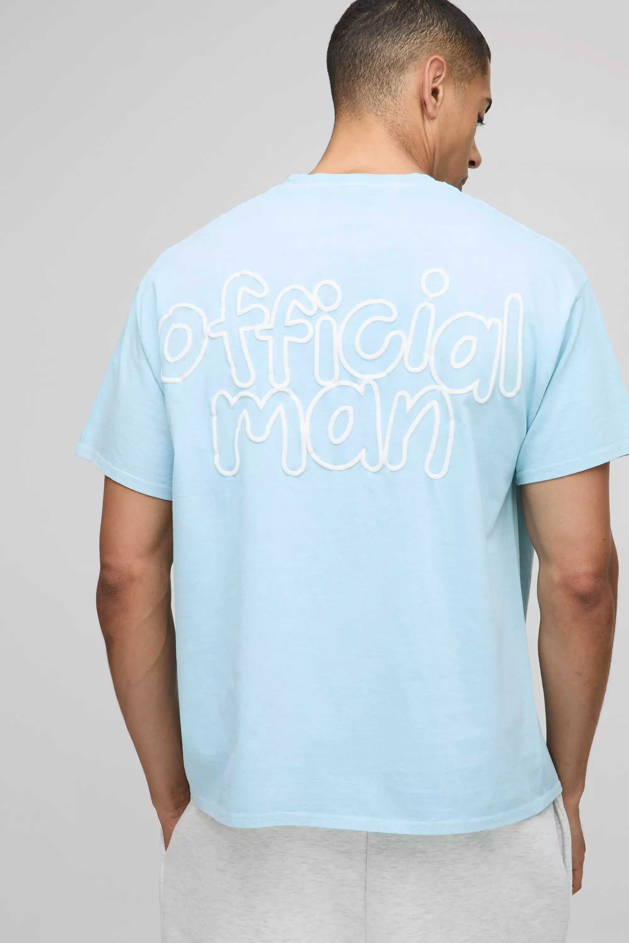 Oversize T-Shirt mit Official Man Print, Sky blue alternatives Bild