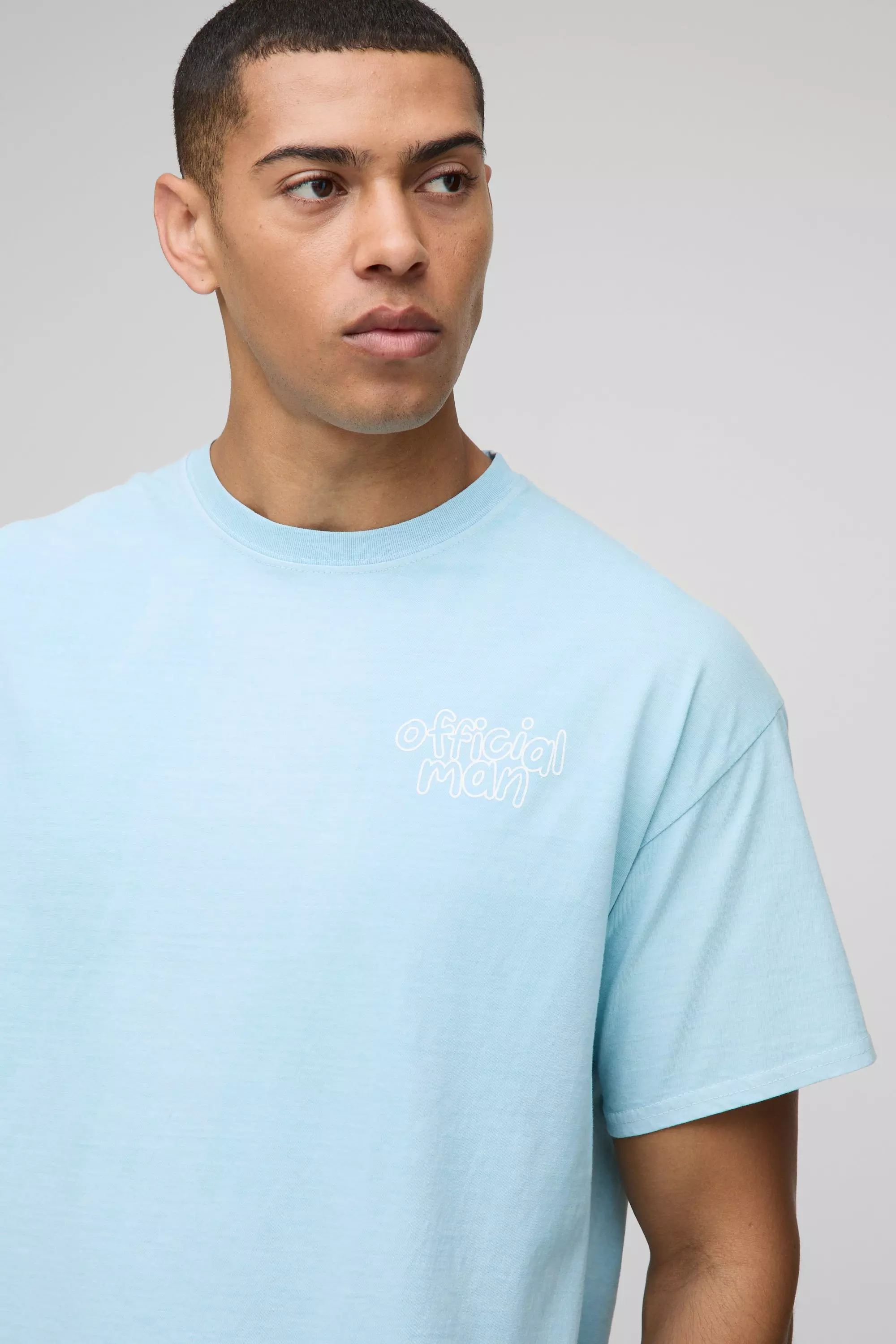 Oversize T-Shirt mit Official Man Print, Sky blue alternatives Bild