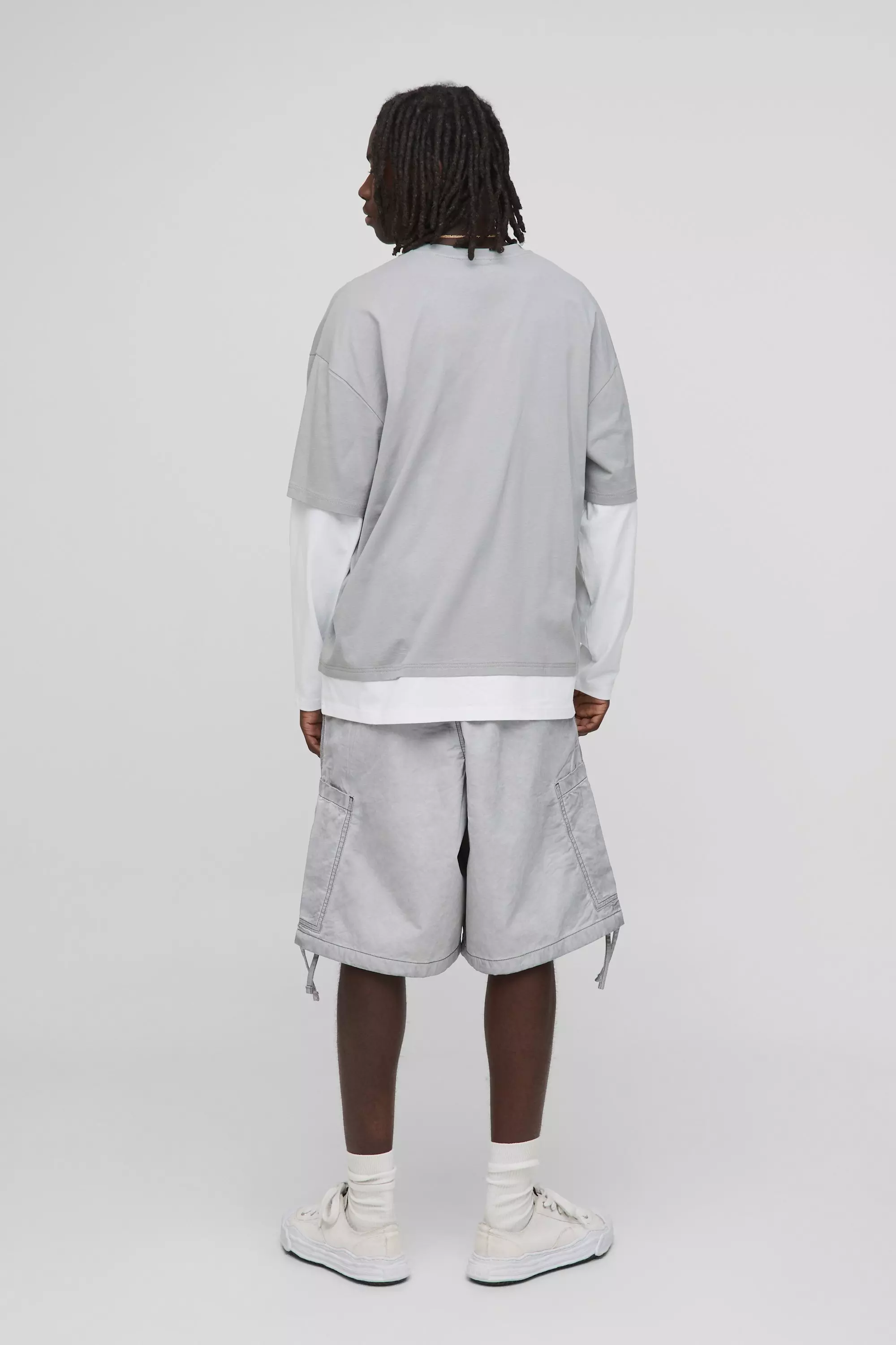 Elasticated Waist Parachute Oil Washed Cargo Shorts | boohooMAN USA