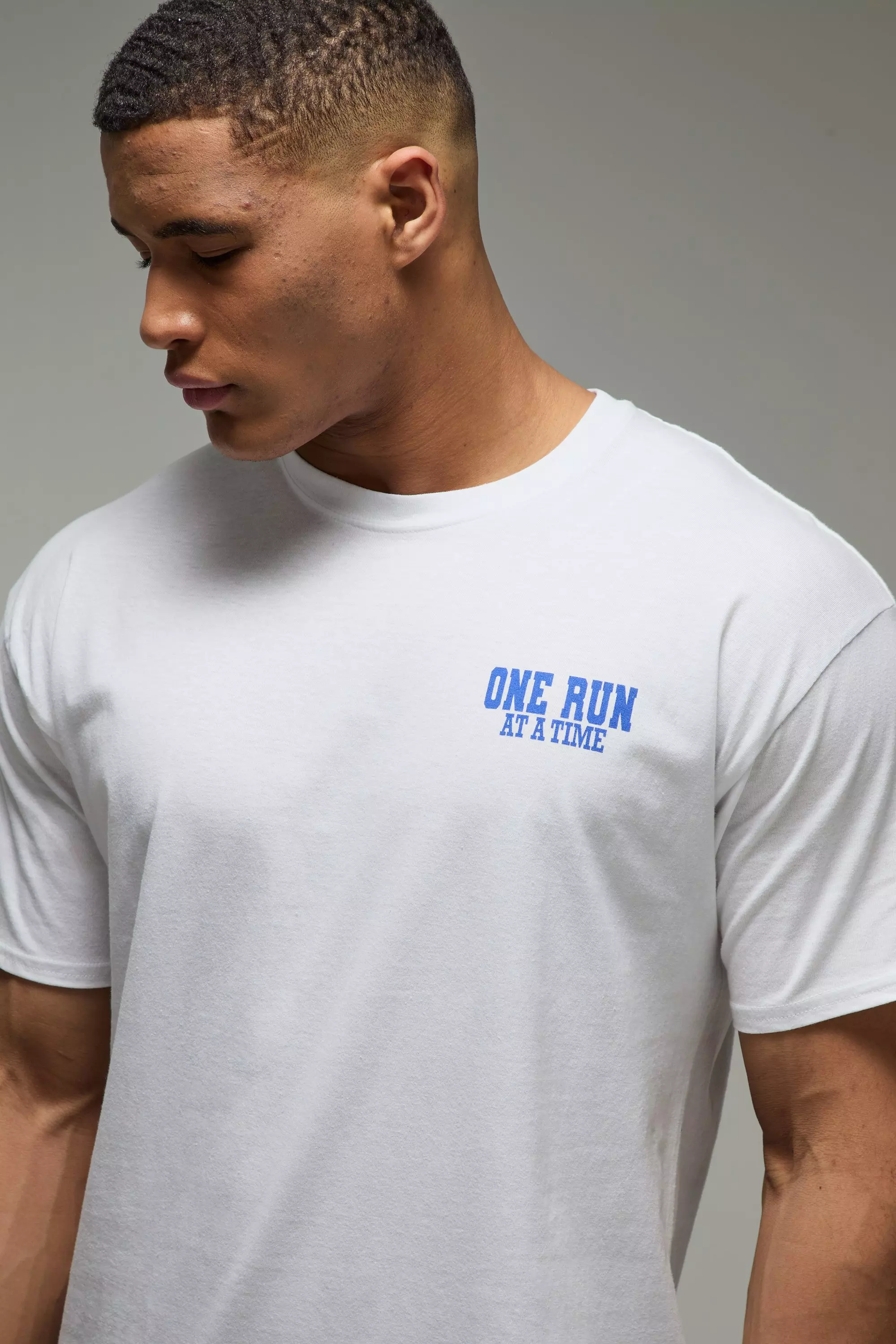 White MAN Active Oversized One Run At A Time T-Shirt alternative image