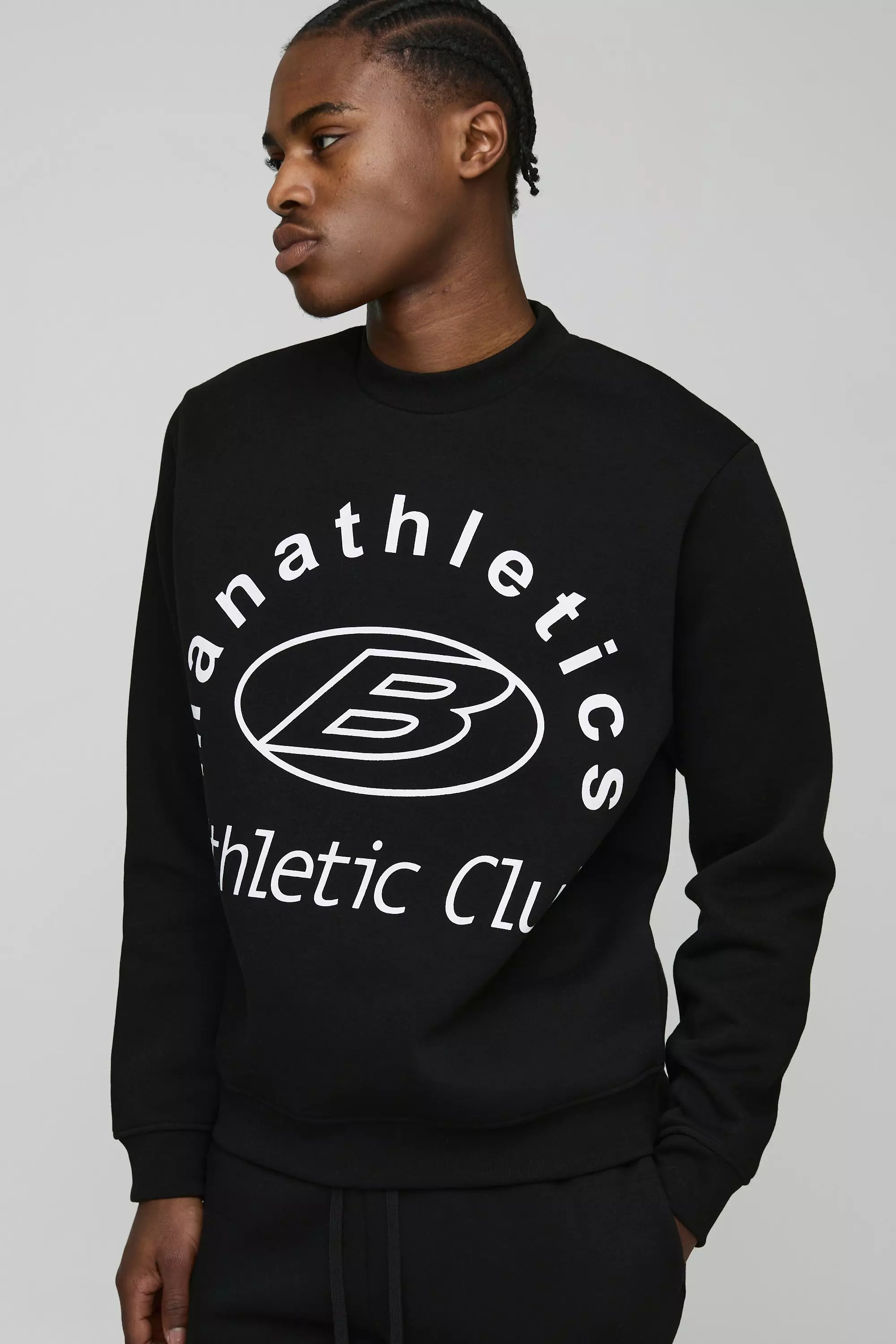 Regular Athletic Club Printed Extended Neck Sweatshirt | boohooMAN USA
