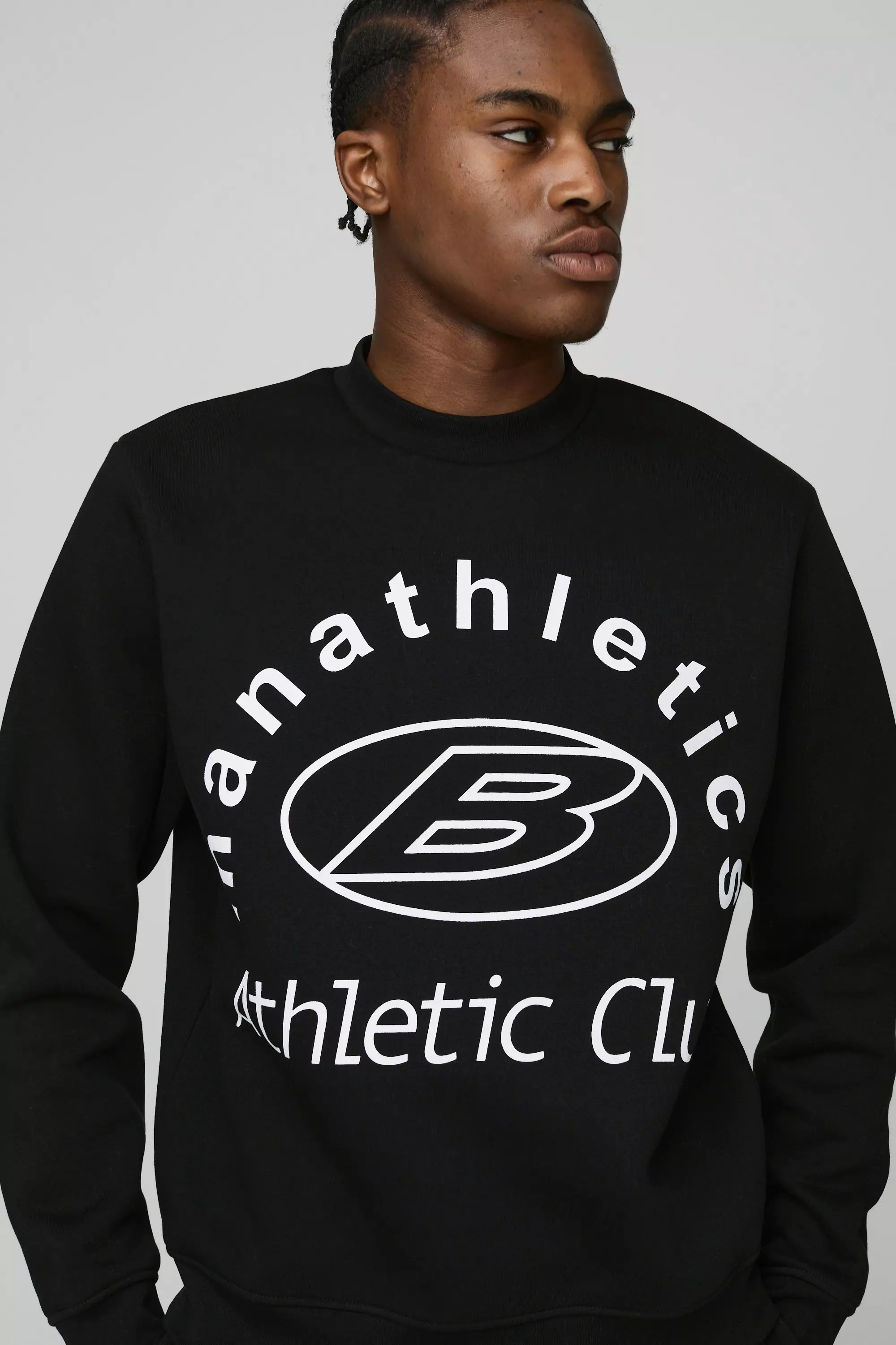 Regular Athletic Club Printed Extended Neck Sweatshirt | boohooMAN USA