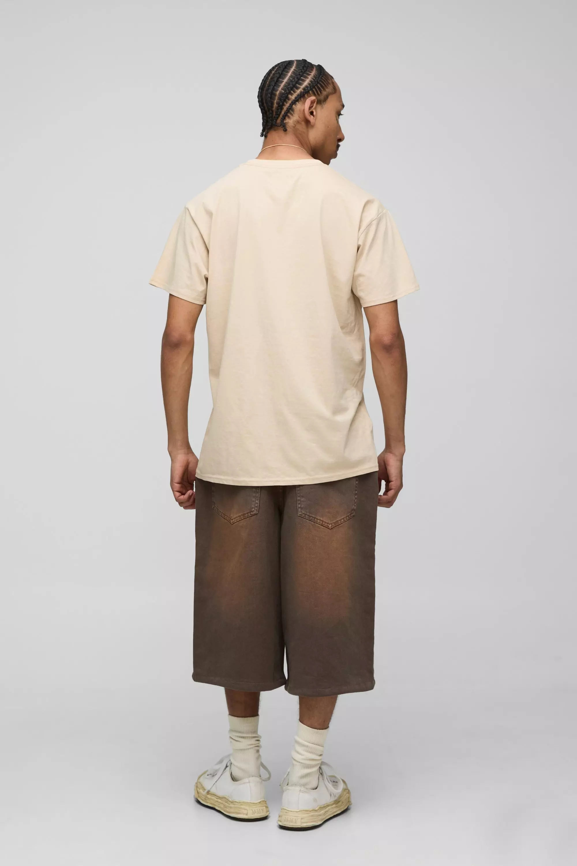 Oversize T-Shirt mit Teddy Badehose Print, Sand alternatives Bild