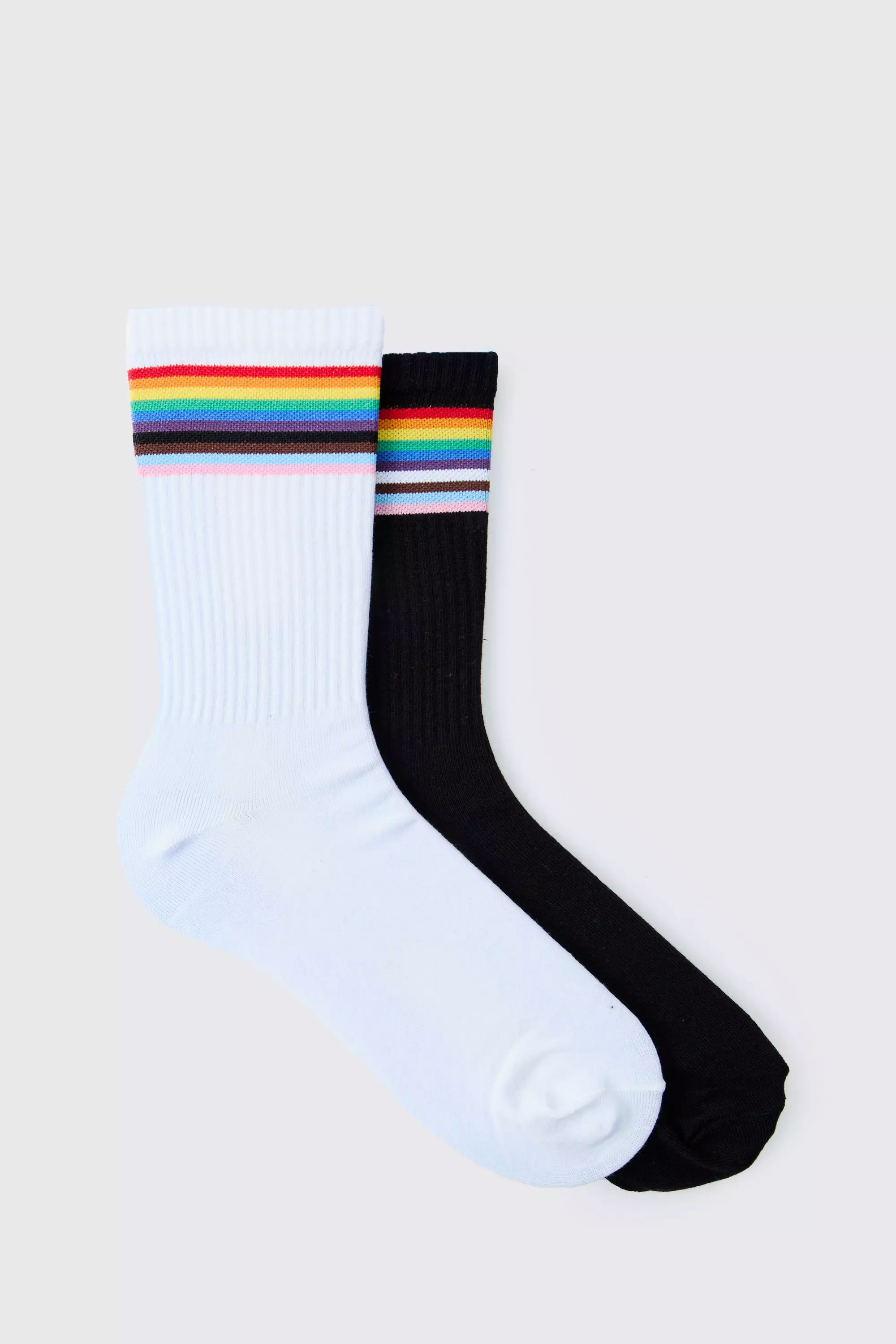 2 Pack Rainbow Pride Socks White