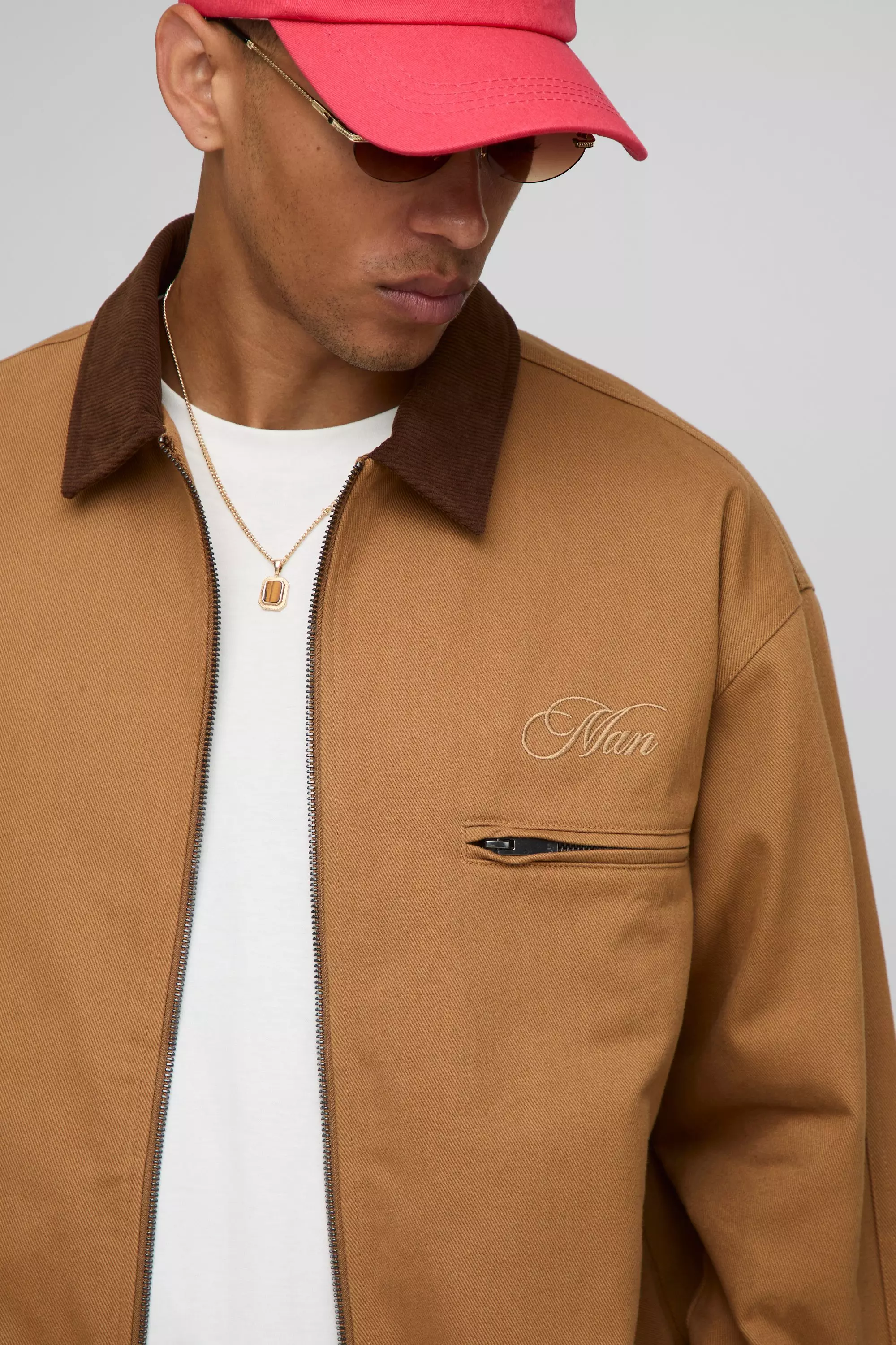 Boxy Oversized Twill Worker Jacket | boohooMAN USA