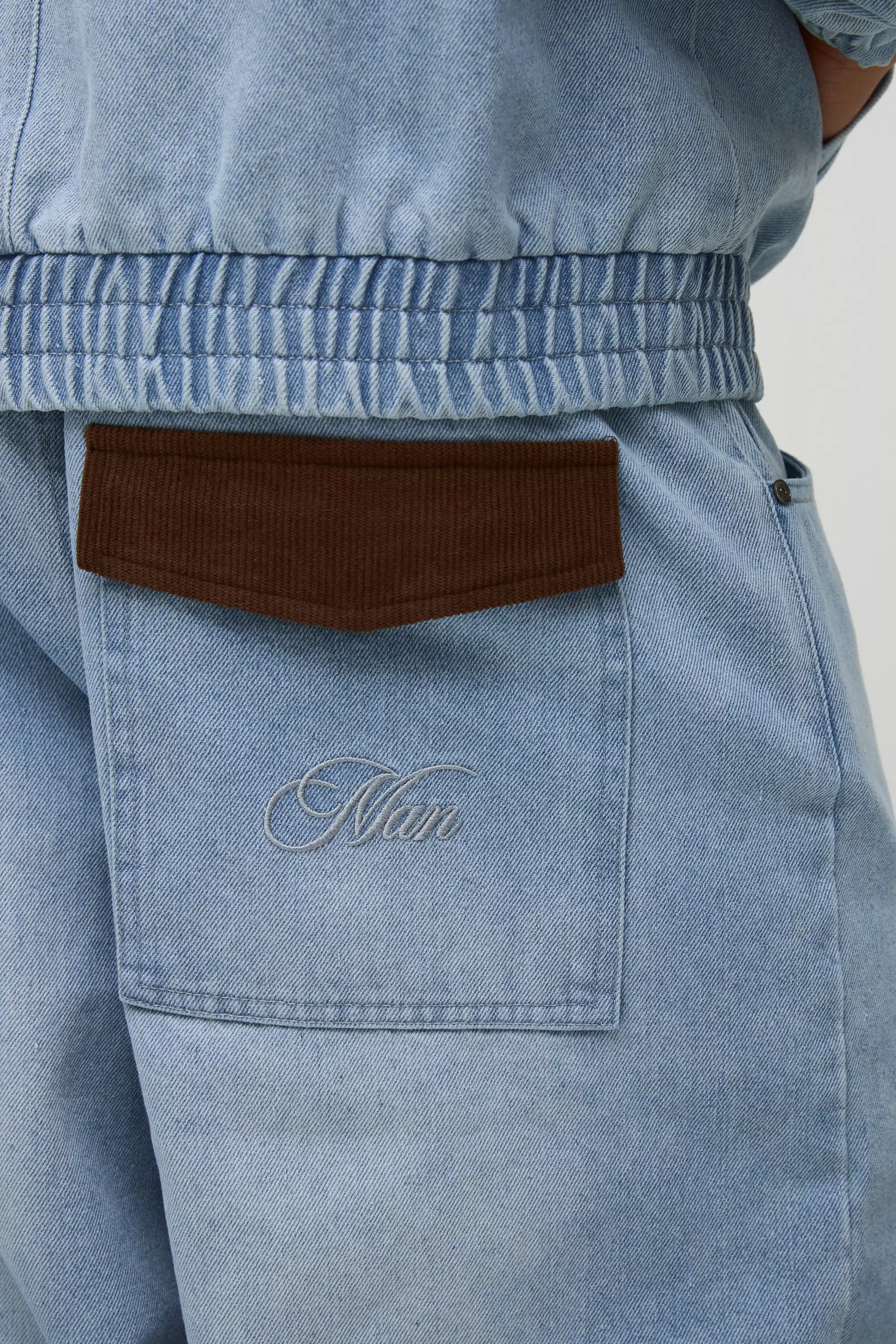 Sfera Baggy Fit Embroidered Cord Pocket Jeans | boohooMAN