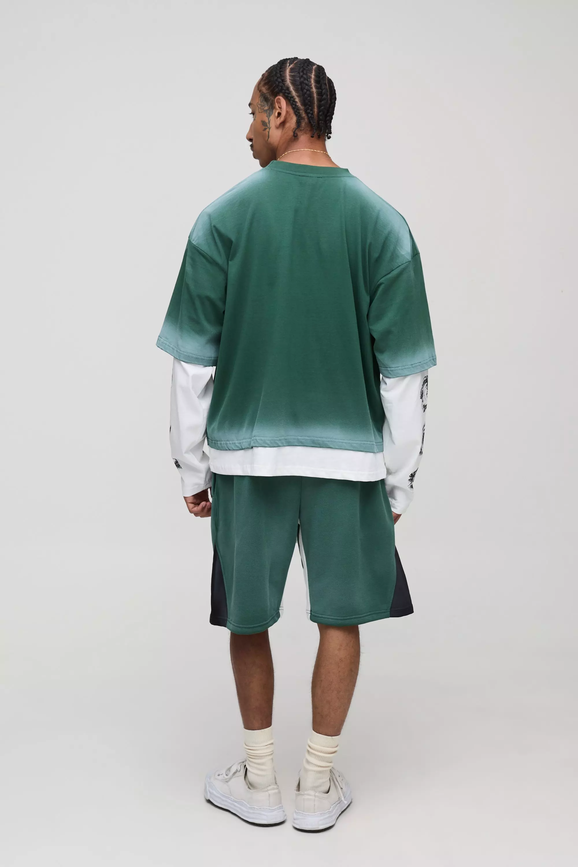 Oversized Boxy Ofclman Graphic Faux Layer Washed T-Shirt | boohooMAN USA
