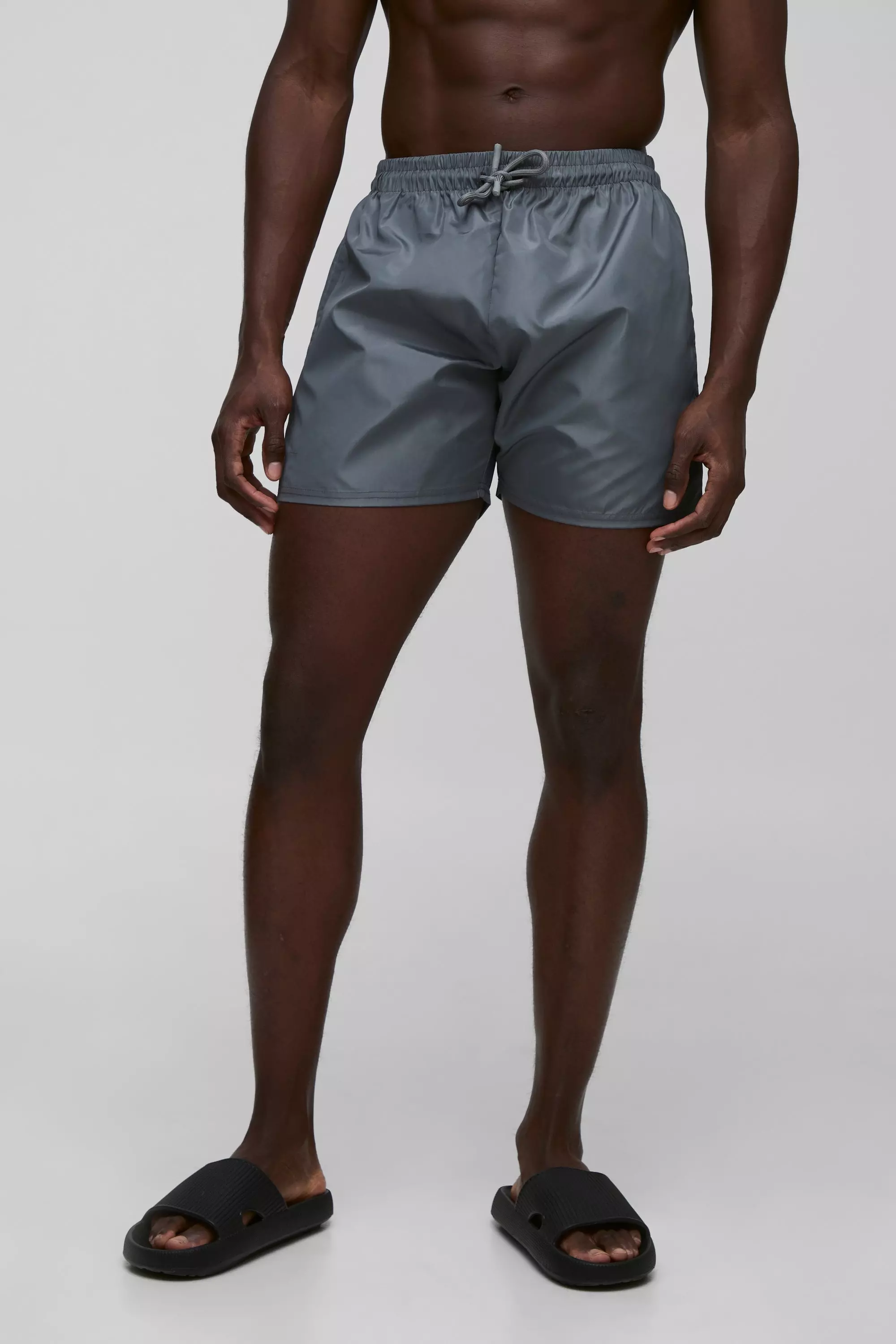 Elasticated Waist Relaxed Short Length Shell Shorts Slate