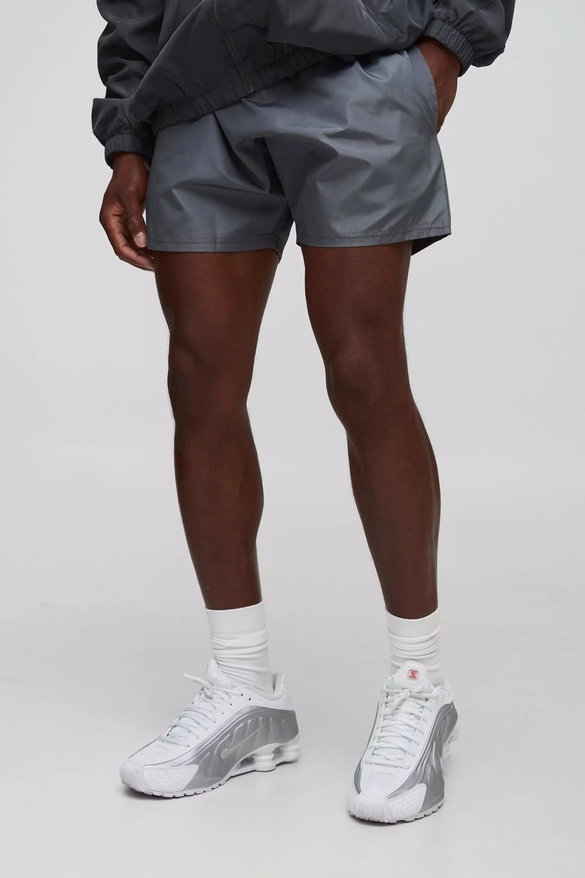 Elasticated Waist Relaxed Short Length Shell Shorts | boohooMAN USA