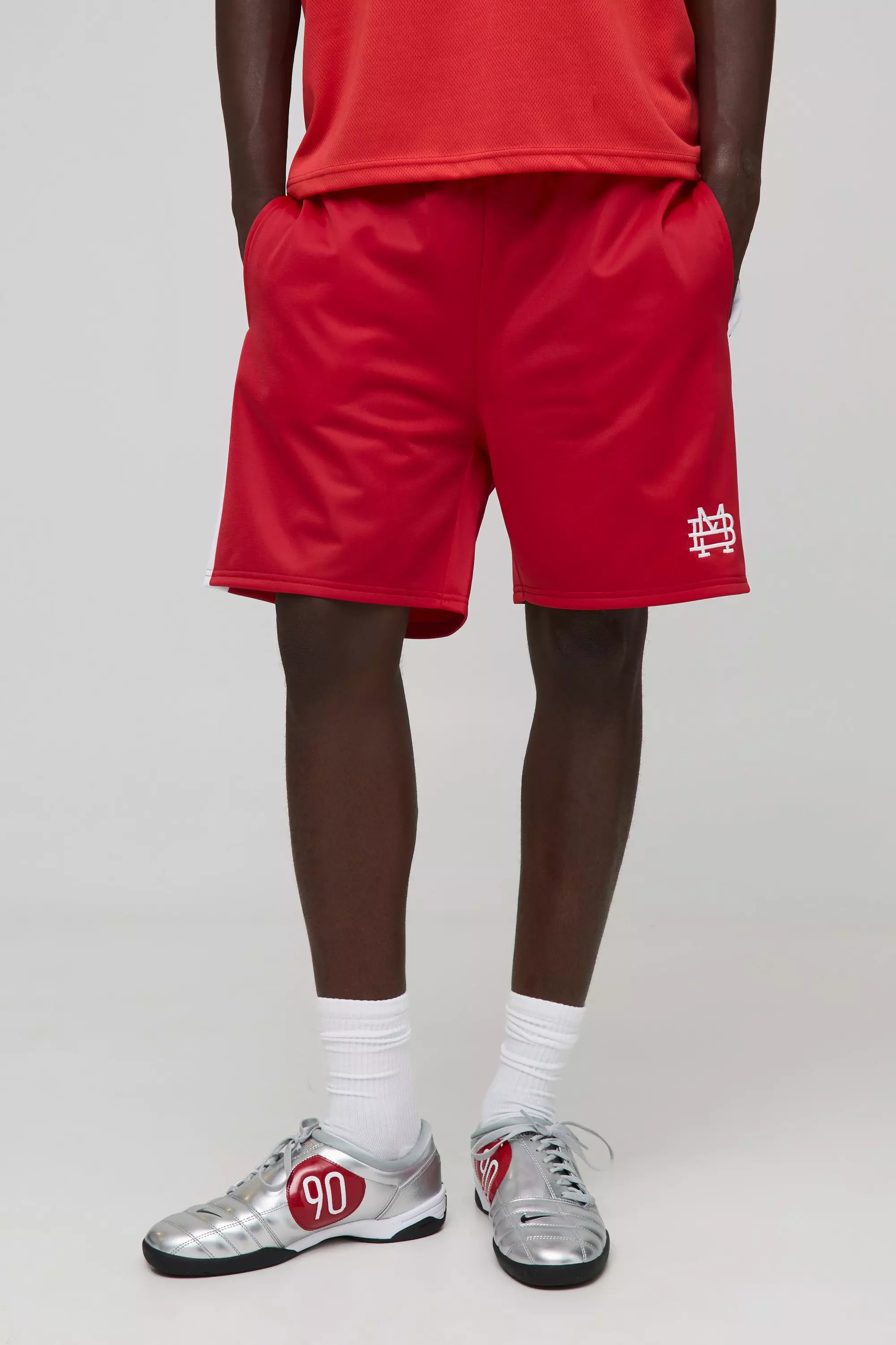 Elasticated Waist Relaxed Short Length Tricot Colour Block Shorts | boohooMAN USA