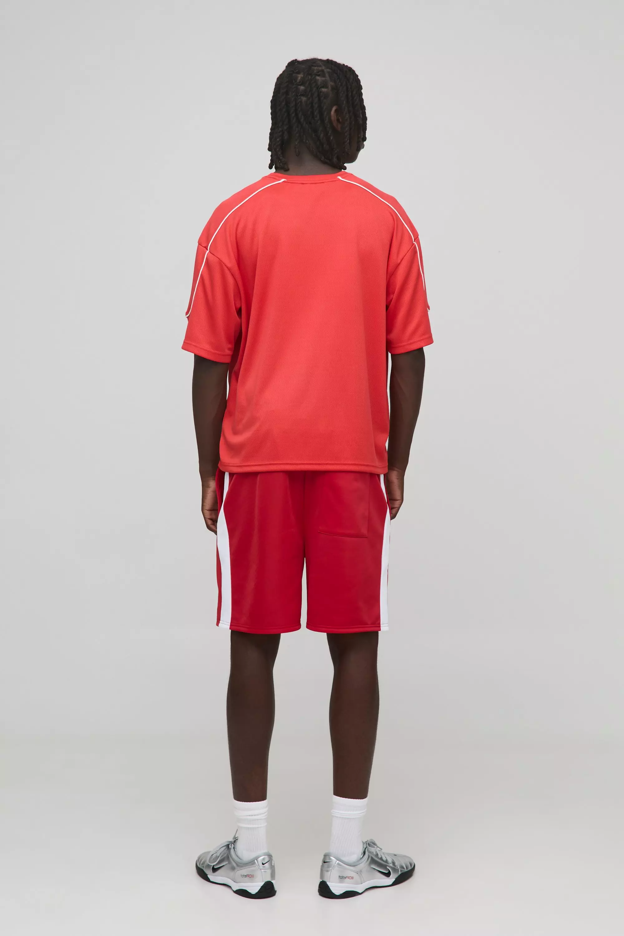 Elasticated Waist Relaxed Short Length Tricot Colour Block Shorts | boohooMAN USA