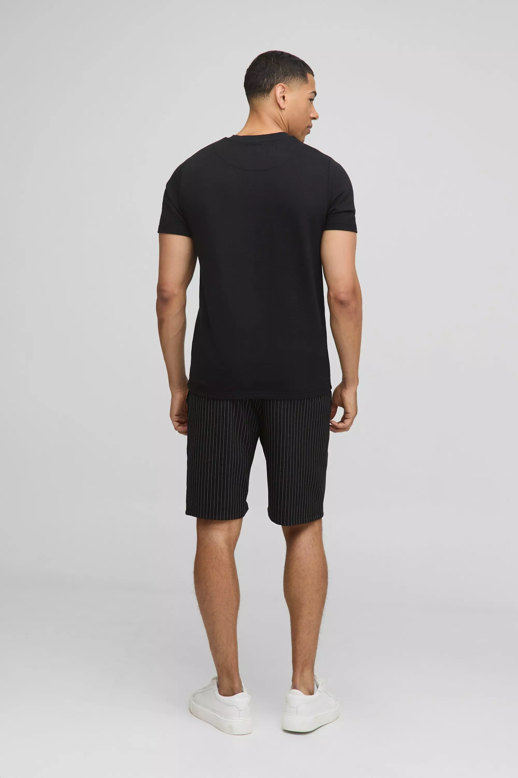 Elasticated Waist Regular Fit Pinstripe Shorts | boohooMAN USA