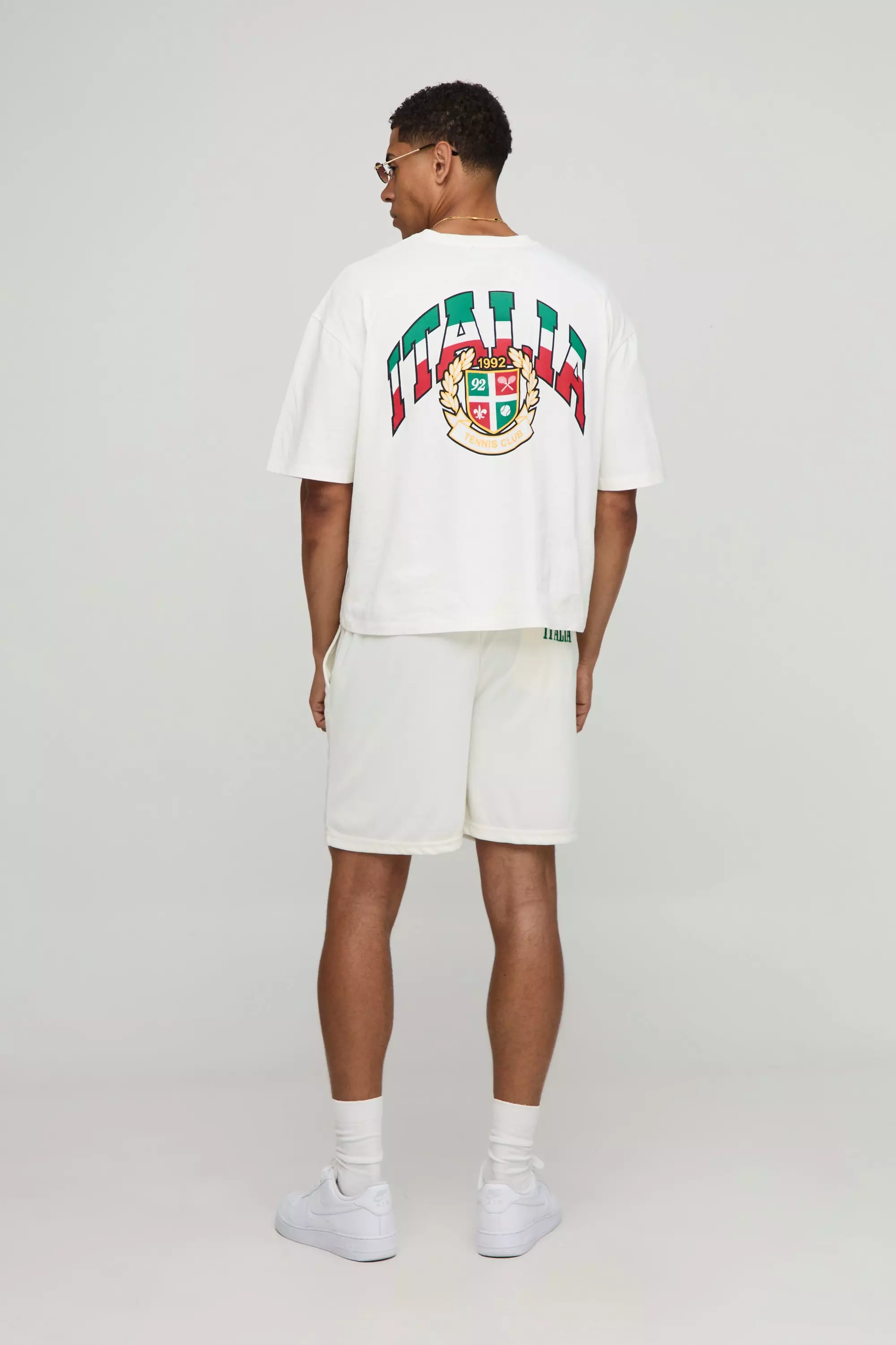 Relaxed Interlock Italia Embroidered Short Length Shorts | boohooMAN USA