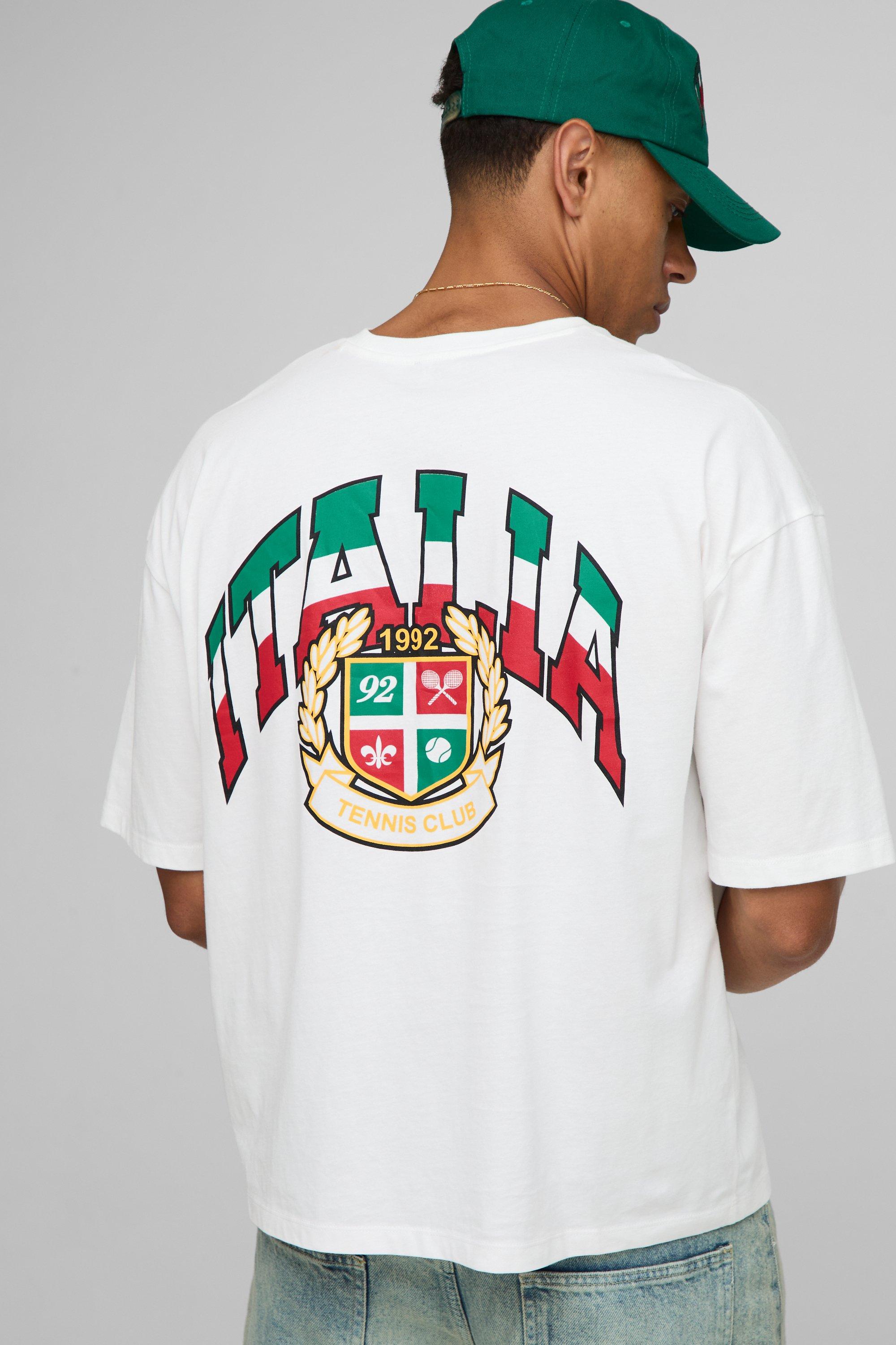 Sfera Oversized Boxy Italia Graphic T Shirt | boohooMAN USA