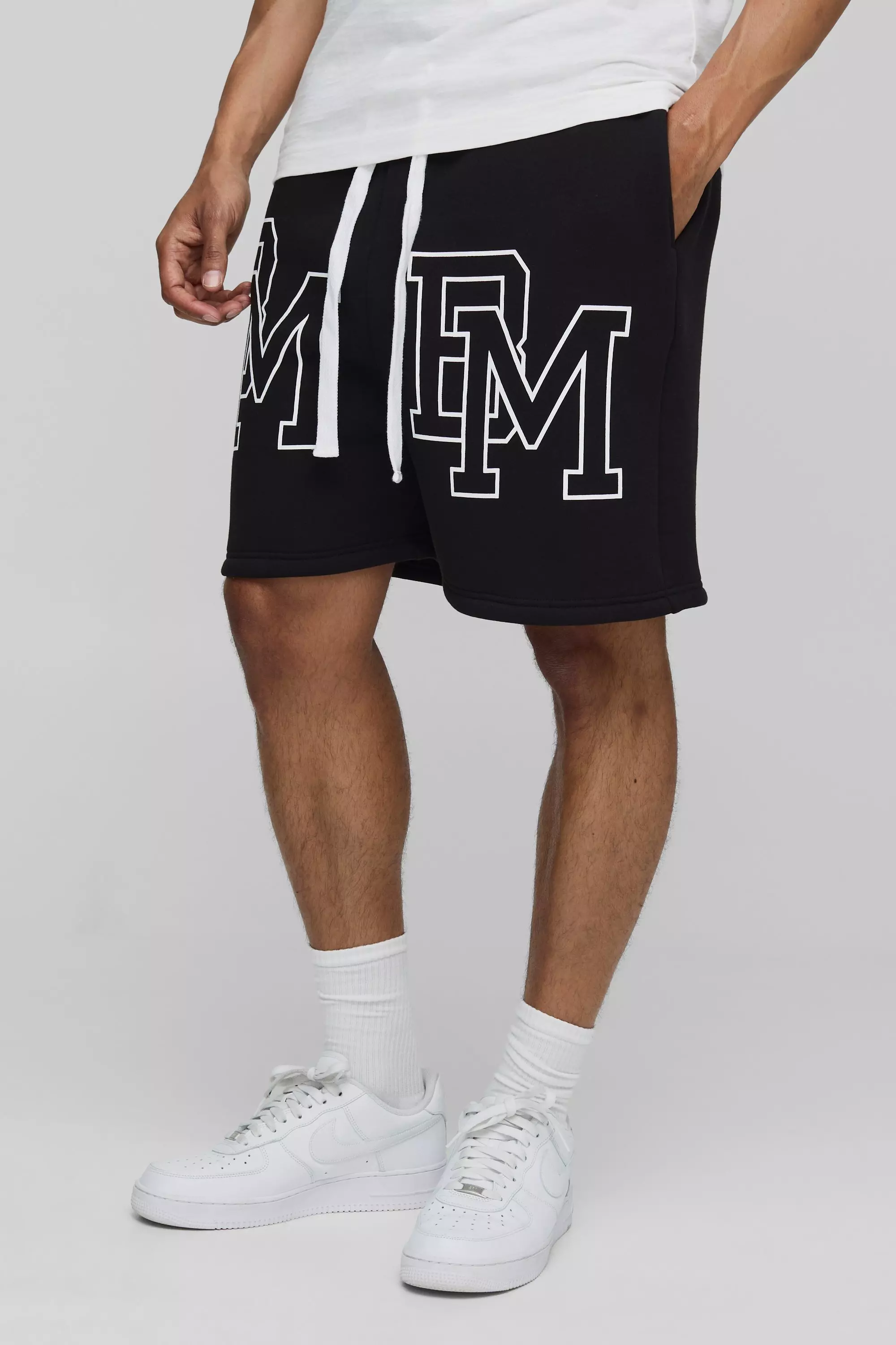 Oversized BM Dropped Crotch Shorts Black
