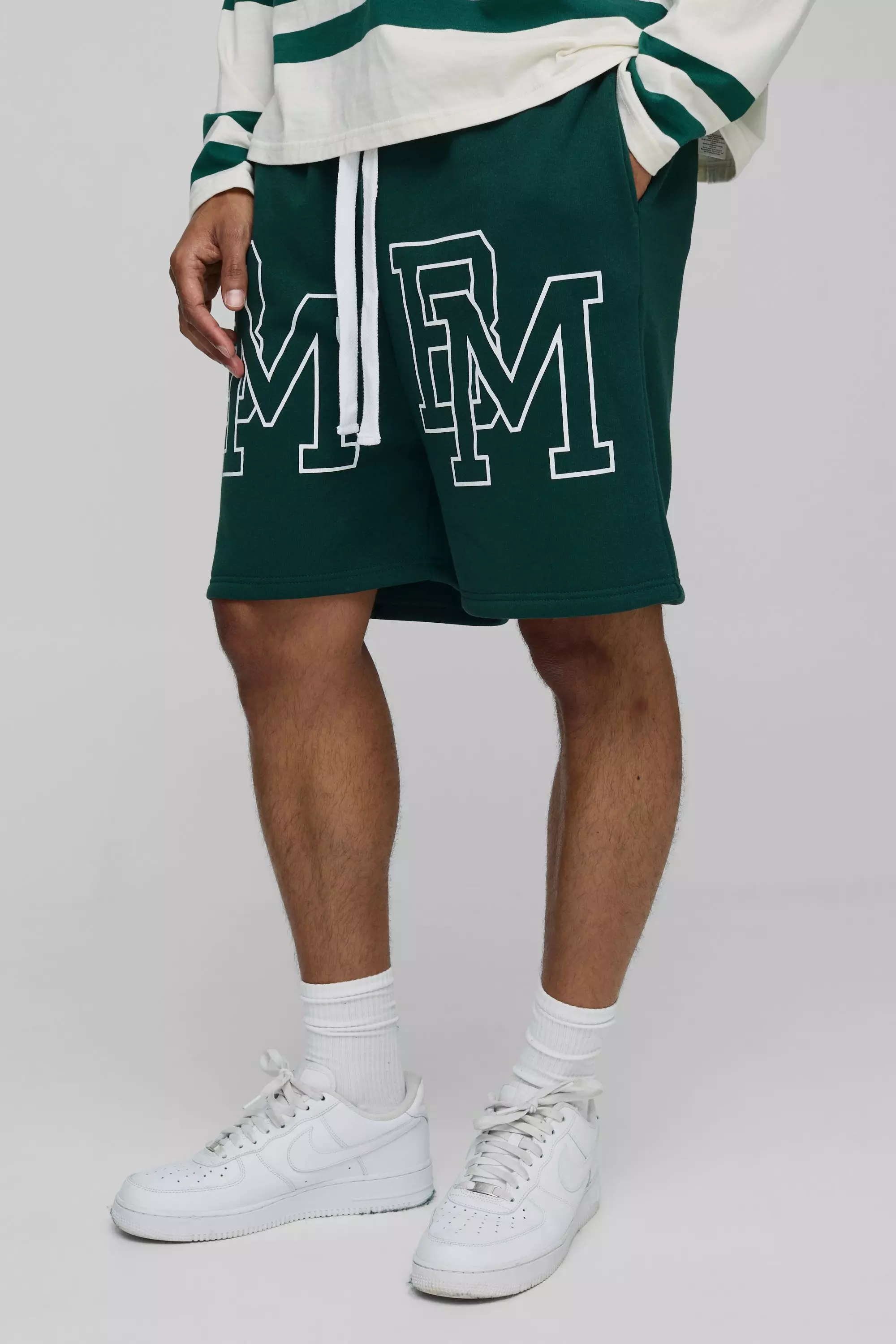 Oversized BM Dropped Crotch Shorts Forest
