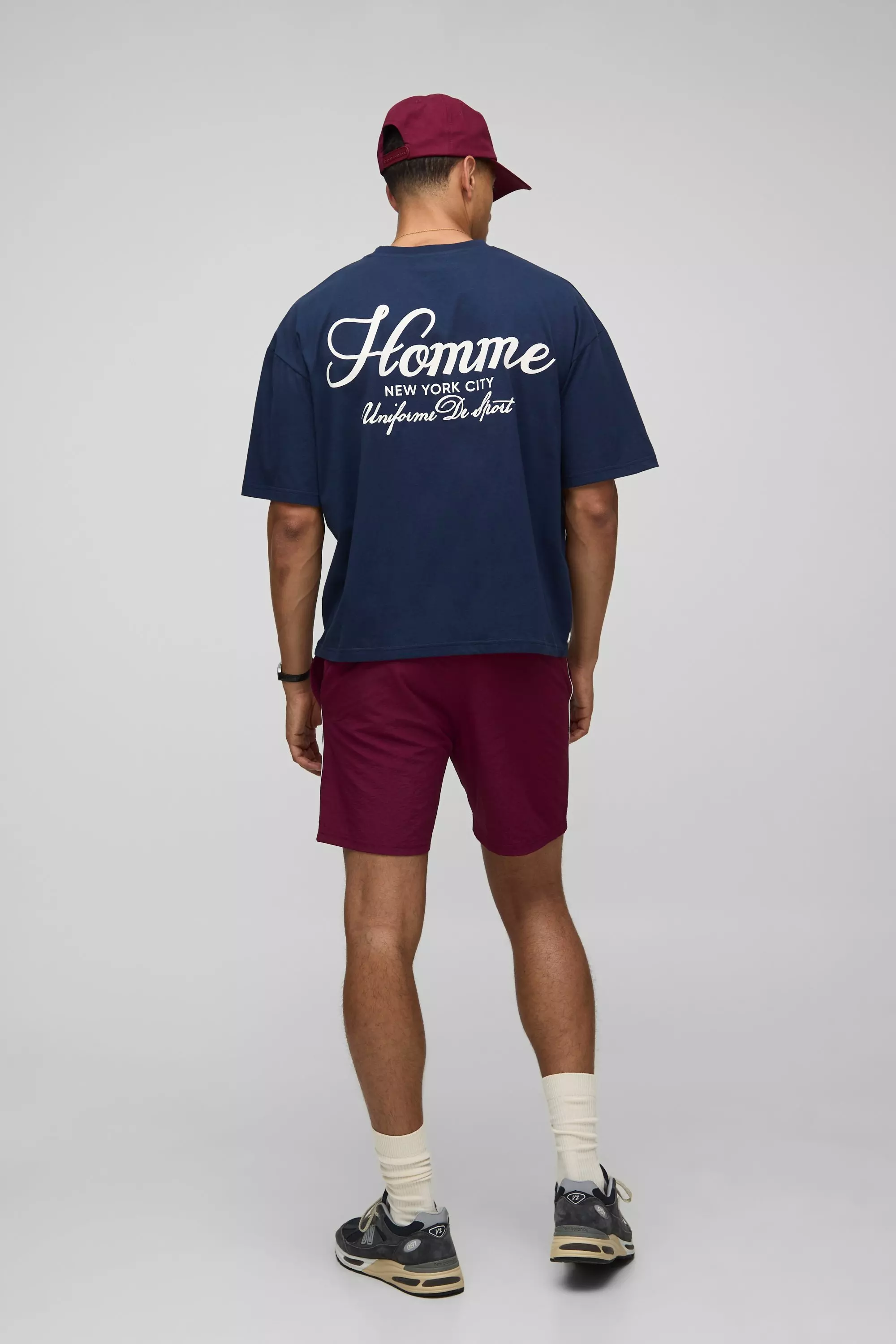 Elasticated Waist Relaxed Crinkle Nylon Panelled Shorts | boohooMAN USA